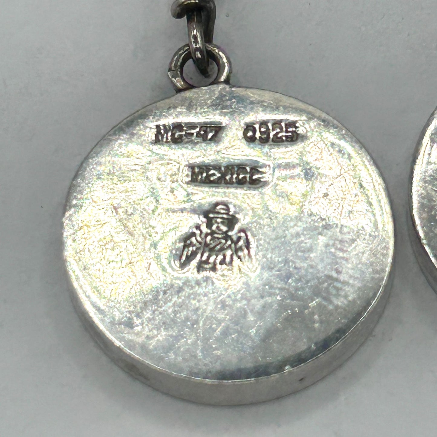 Vintage Mexico MC-47 925 Sterling Silver & Turquoise Inlay Dangle Drop Earrings