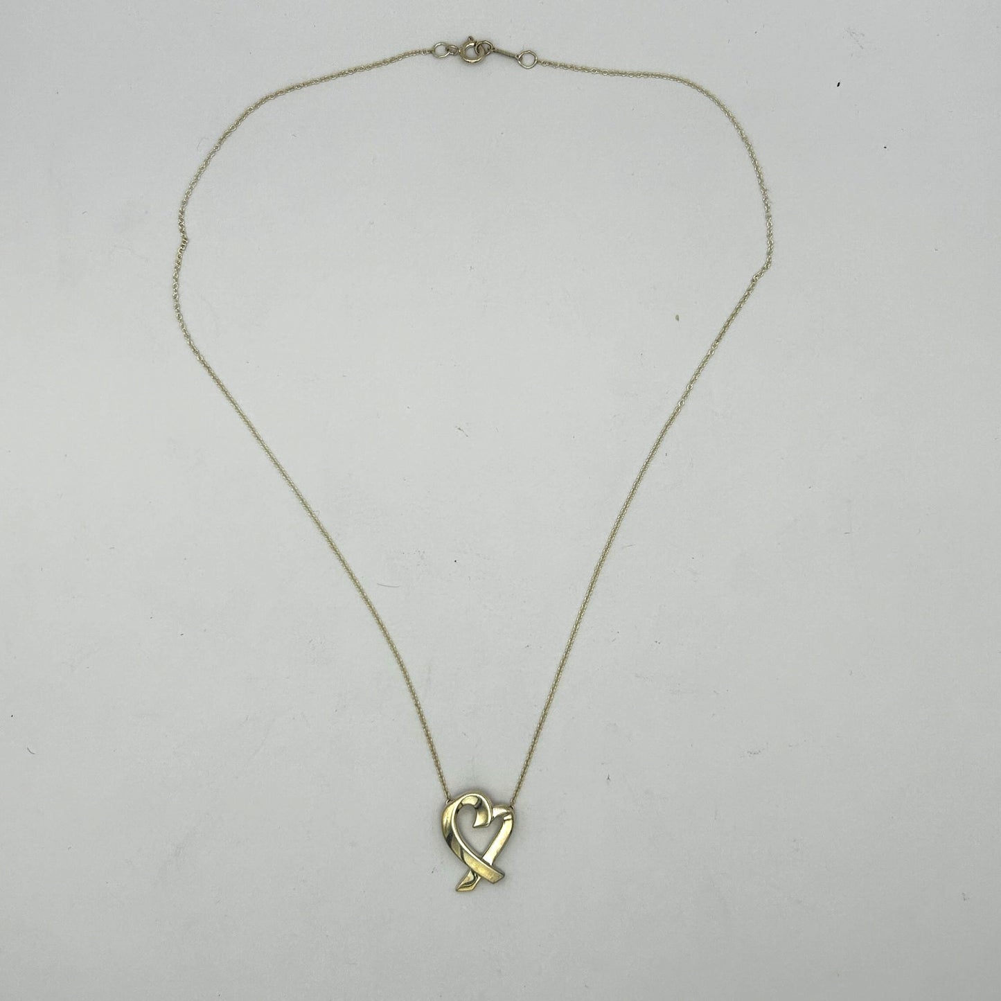 Tiffany & Co. Sterling Silver Paloma Picasso Loving Heart Pendant Necklace 18"