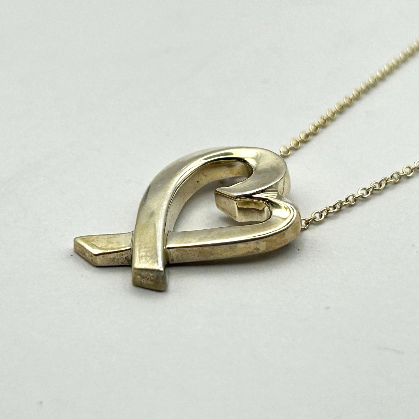 Tiffany & Co. Sterling Silver Paloma Picasso Loving Heart Pendant Necklace 18"