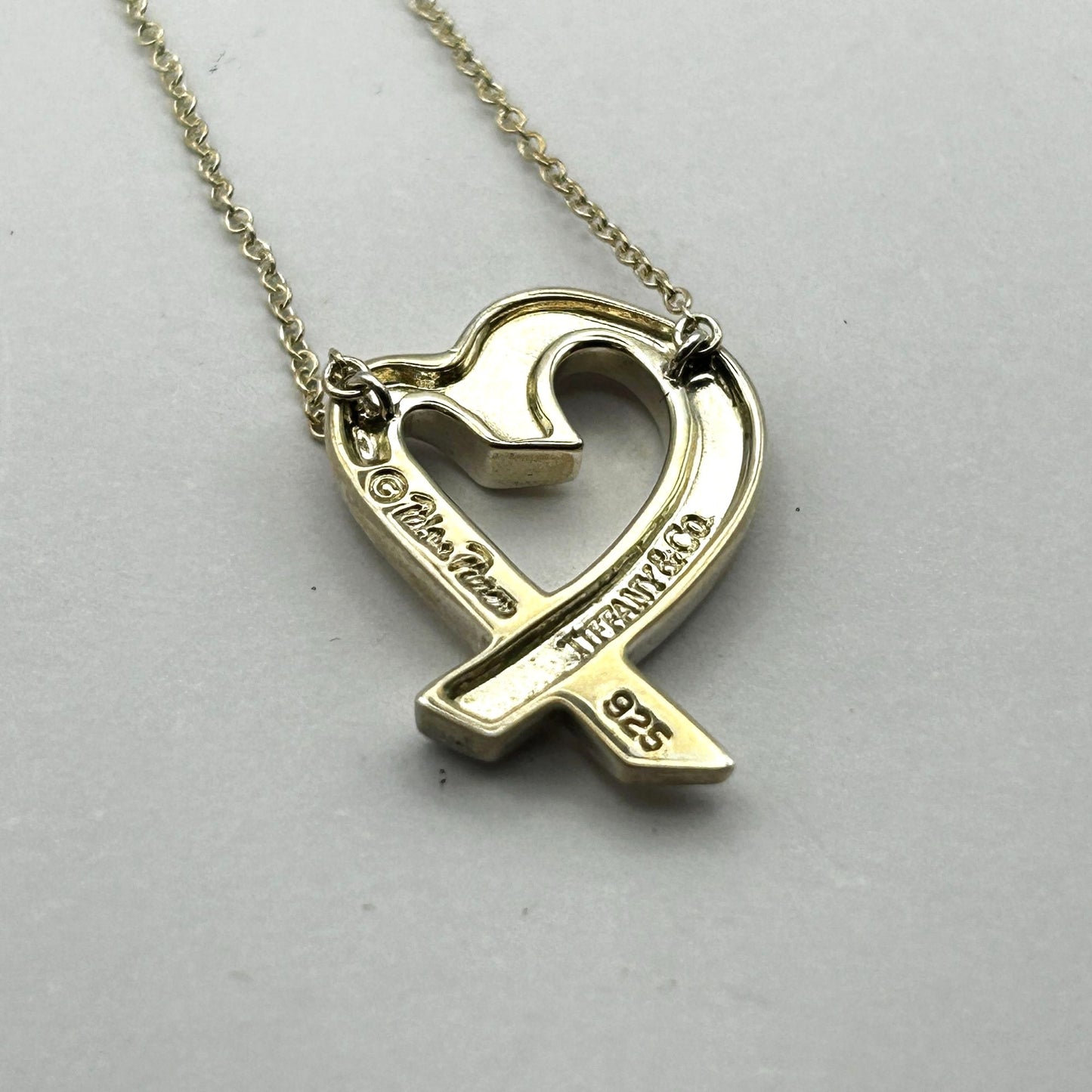 Tiffany & Co. Sterling Silver Paloma Picasso Loving Heart Pendant Necklace 18"