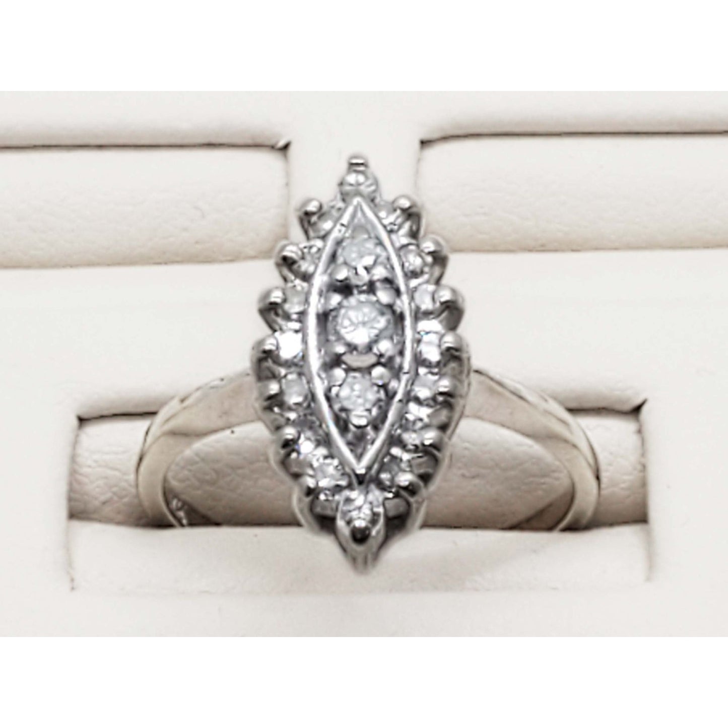 0.38 ctw Diamond Navette Ring 14k White Gold Size 7