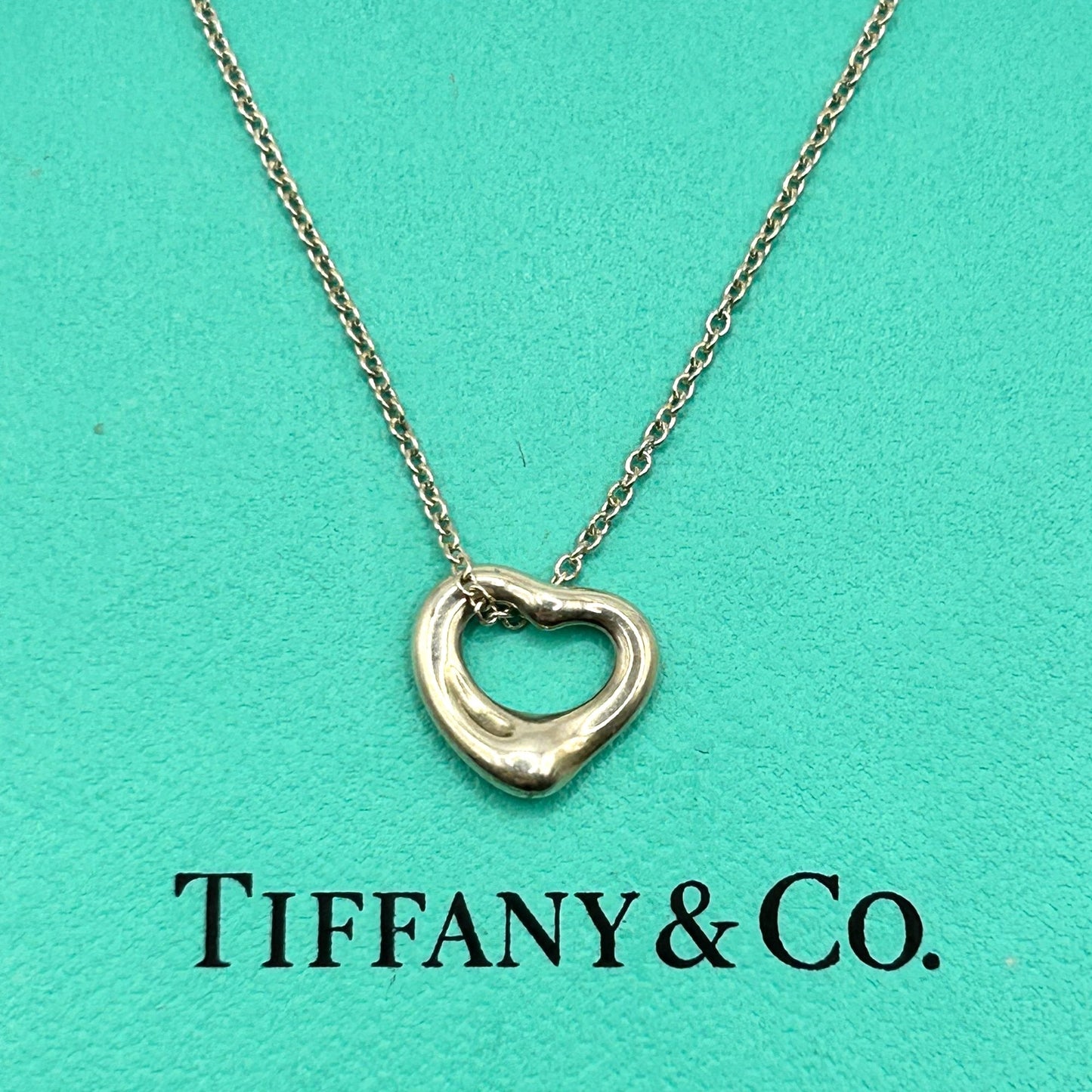 Tiffany & Co Elsa Peretti Open Heart Necklace, Tiffany Mini Open-Heart Necklace