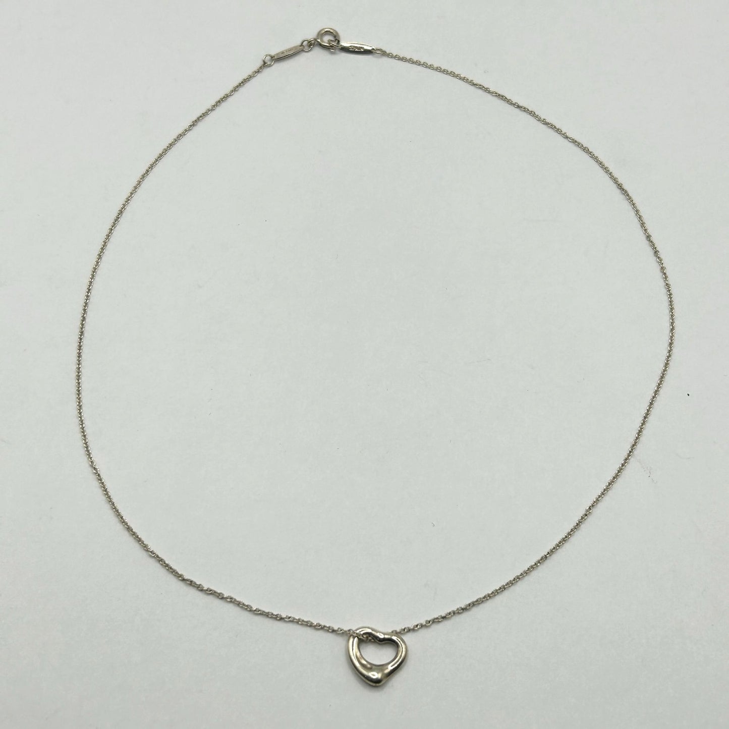 Tiffany & Co Elsa Peretti Open Heart Necklace, Tiffany Mini Open-Heart Necklace