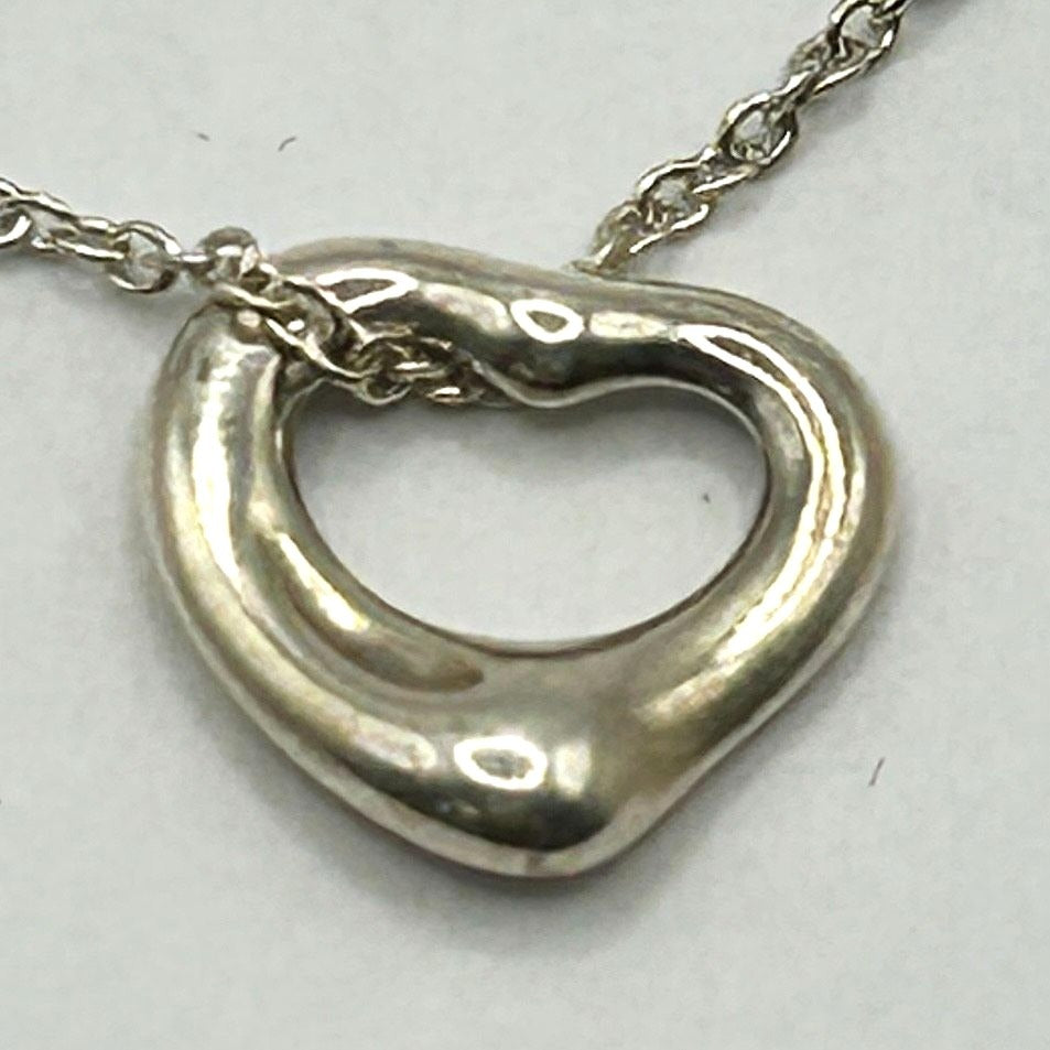 Tiffany & Co Elsa Peretti Open Heart Necklace, Tiffany Mini Open-Heart Necklace