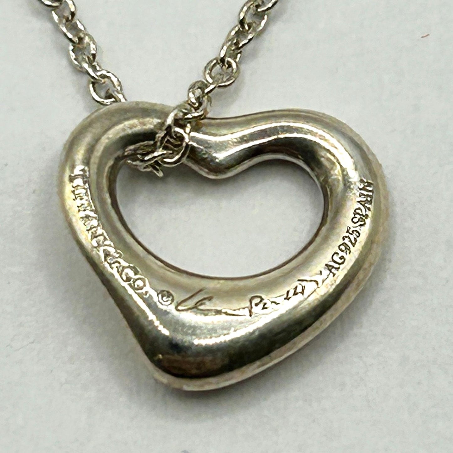 Tiffany & Co Elsa Peretti Open Heart Necklace, Tiffany Mini Open-Heart Necklace