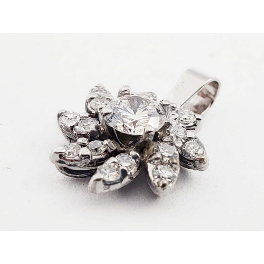 0.5 ctw Diamond Starburst Mini Charm Pendant 14k White Gold