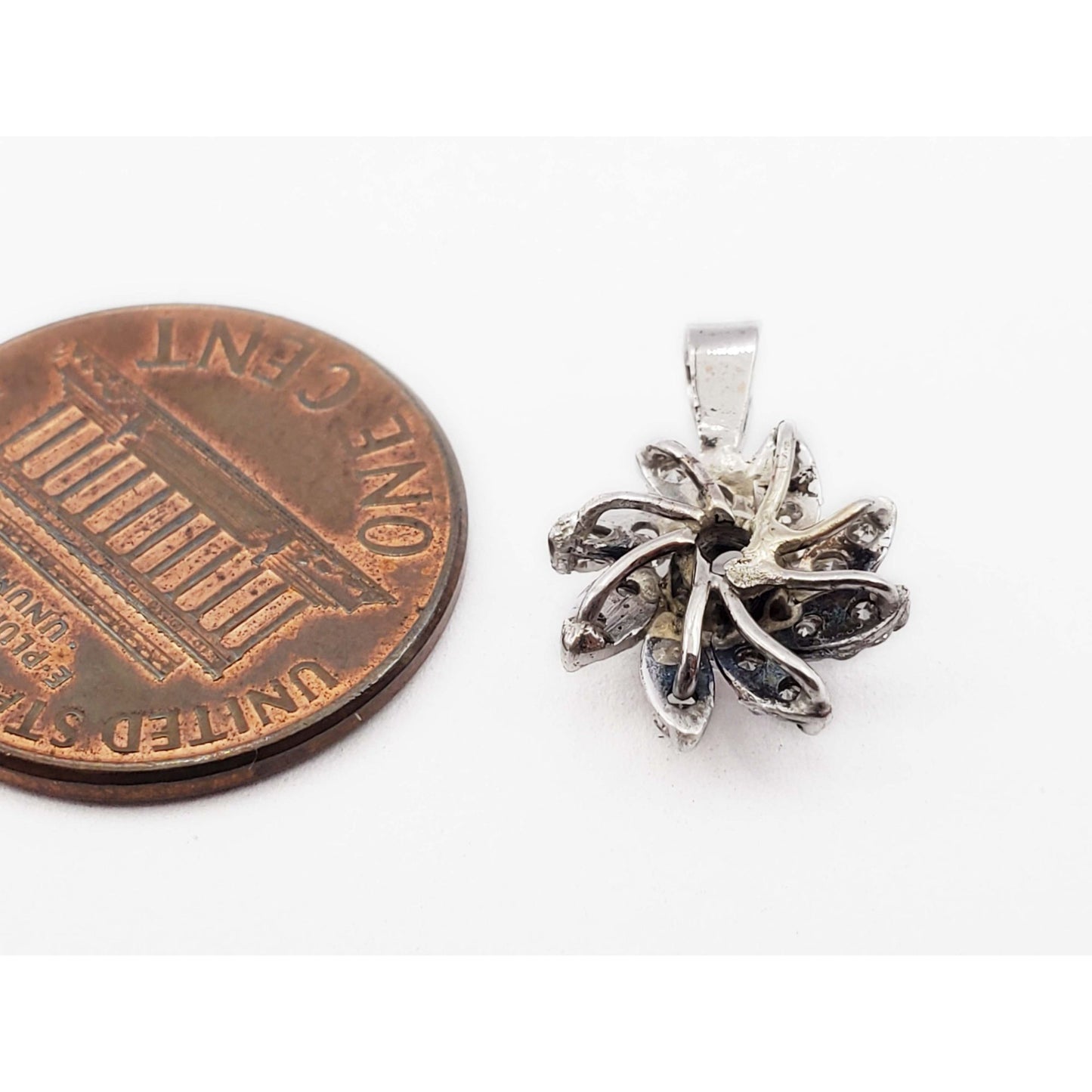 0.5 ctw Diamond Starburst Mini Charm Pendant 14k White Gold