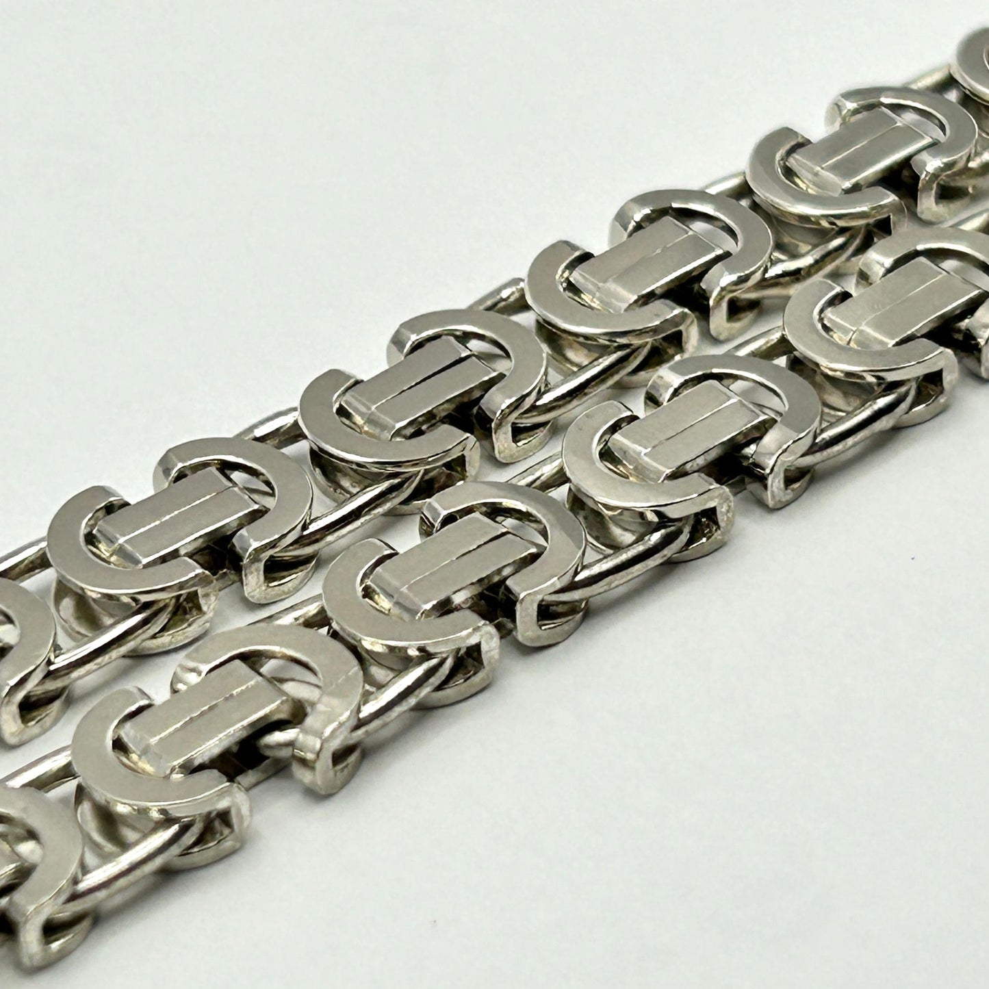 Flat Byzantine 18" Necklace 4mm Solid Heavy Chain 925 Sterling Silver ITALY