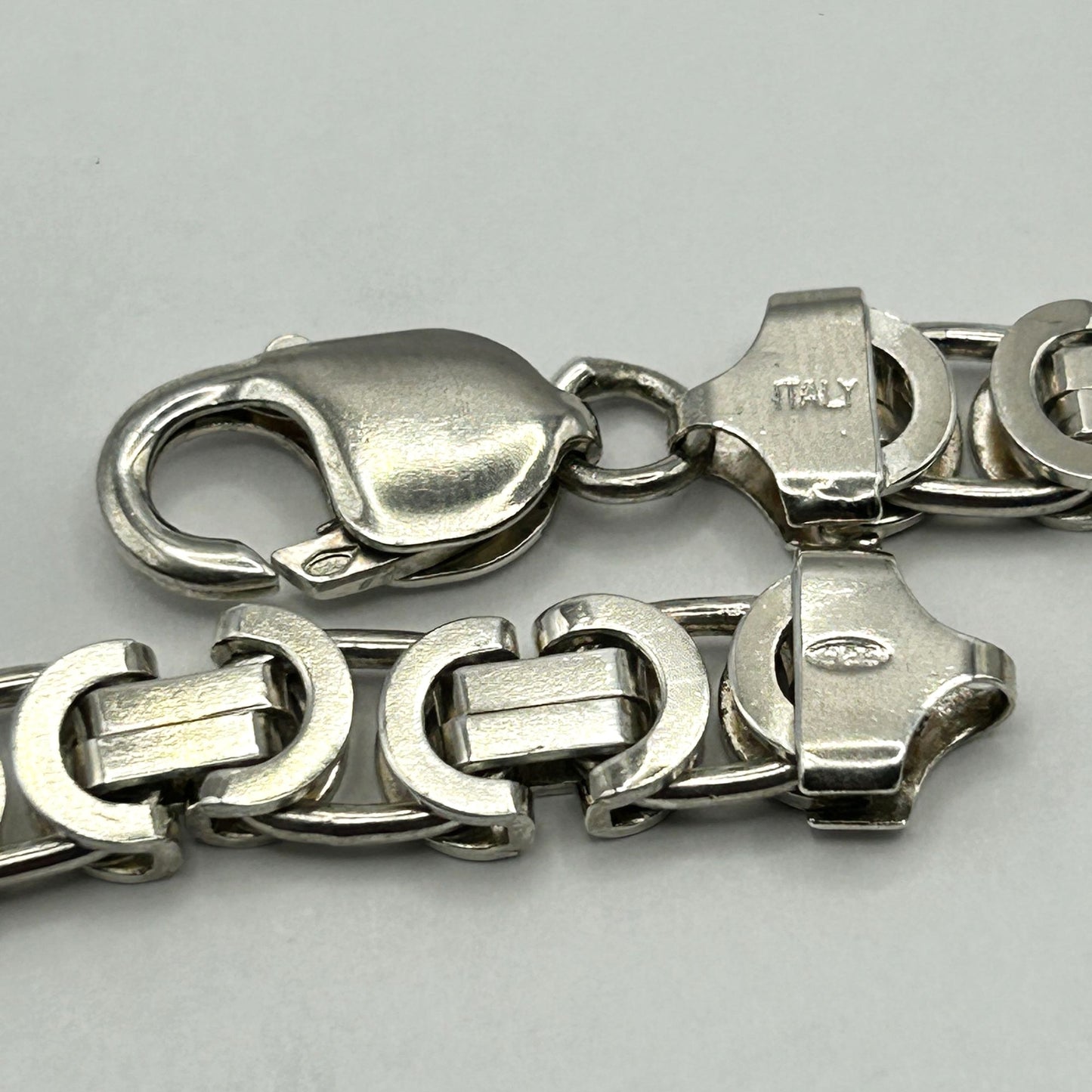 Flat Byzantine 18" Necklace 4mm Solid Heavy Chain 925 Sterling Silver ITALY