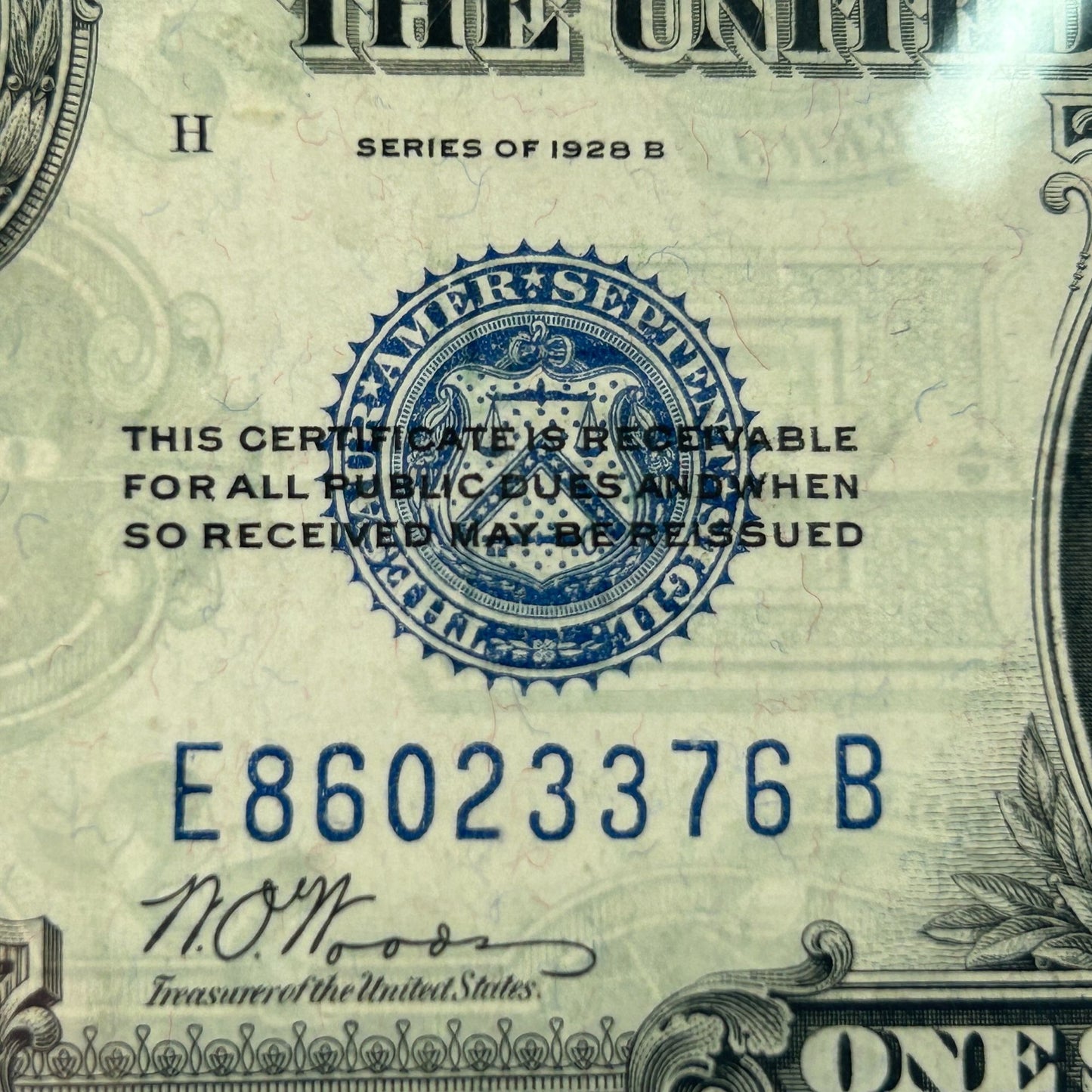 1928B $1 One Dollar Funny Back Blue Seal Silver Certificate Note E86023376B