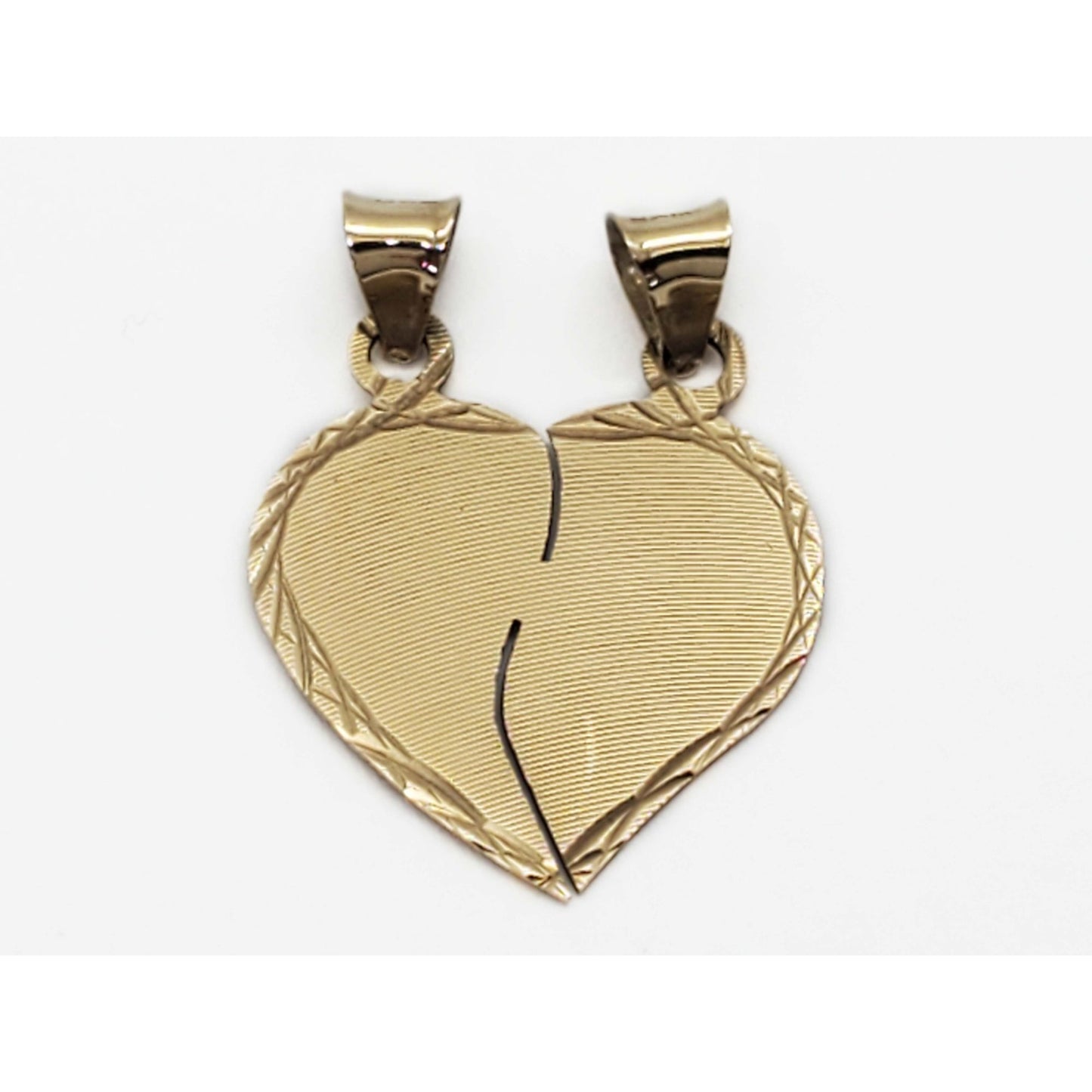 Breakaway Heartbreak Broken Heart Couple Double Pendant 10k Gold