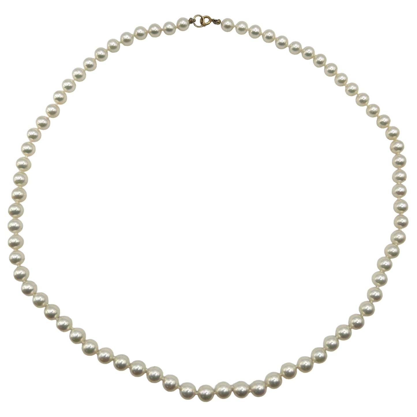 Cultured Pearl Round Akoya 5-5 1/2 mm 18" Necklace, 14K Clasp - 73 Pearls