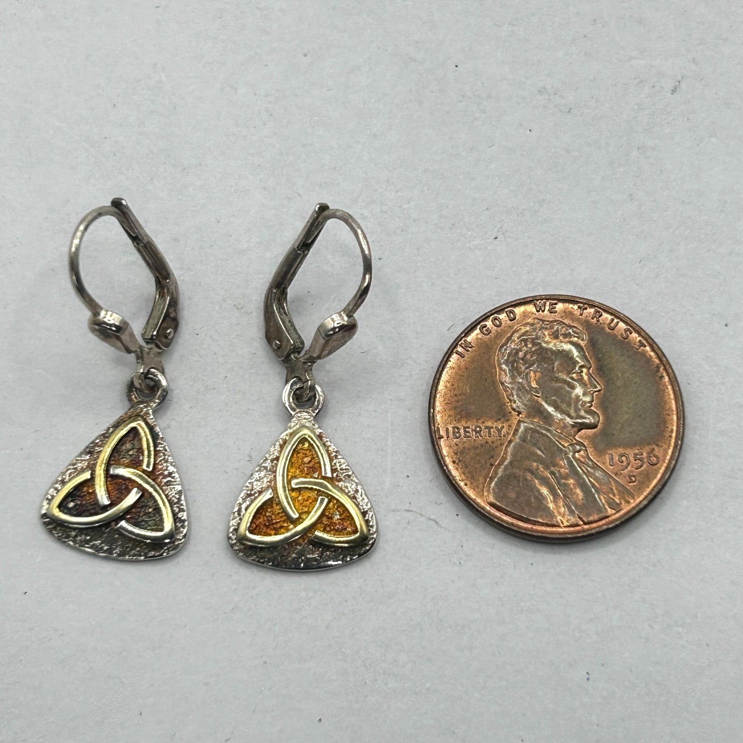 925 Sterling Silver Celtic Knot Triangular Drop Earrings