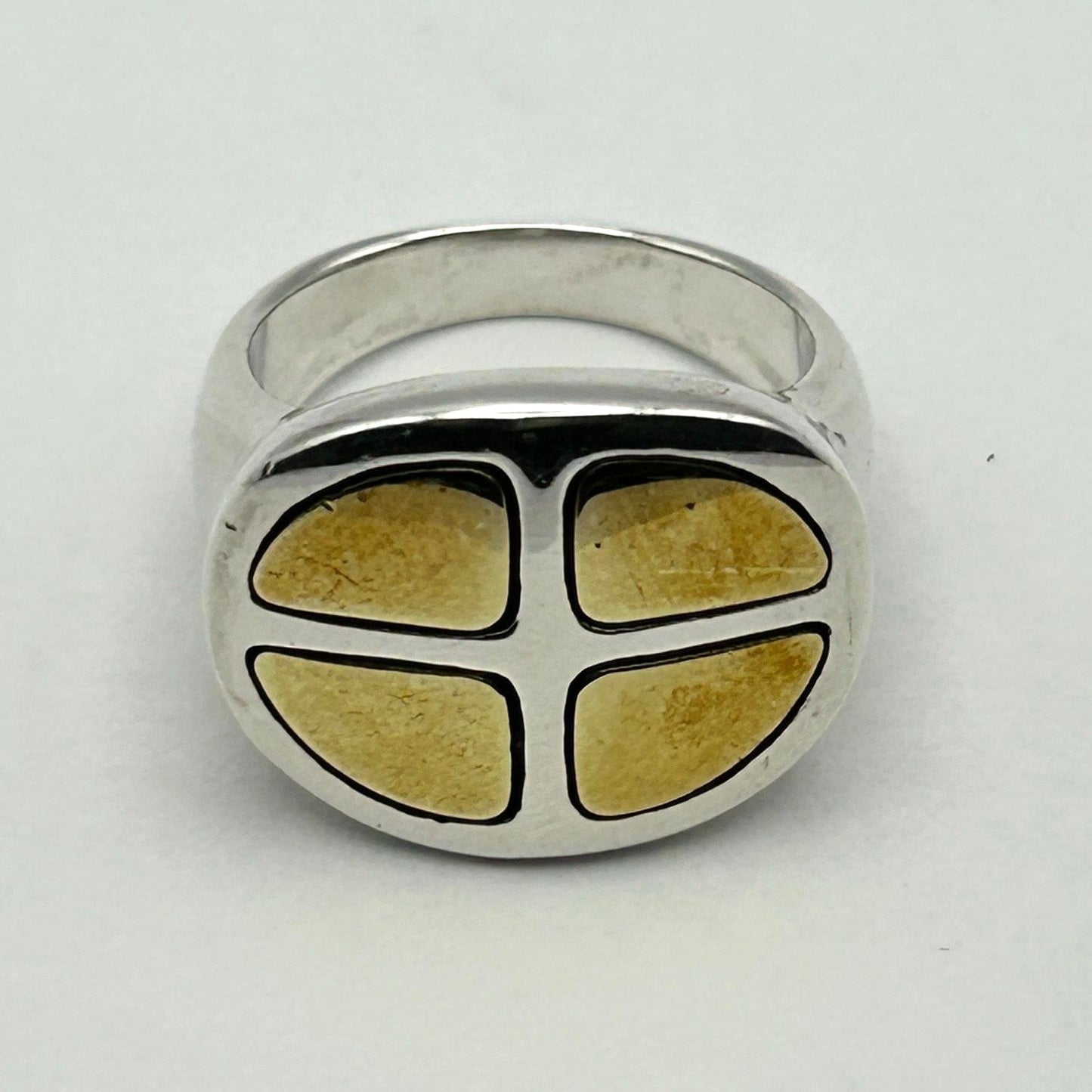 Robert Lee Morris RLM Studio 925 Sterling Two-Tone Signet Band Ring Size 7.25