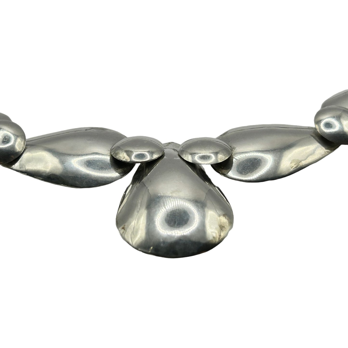 Sterling Silver Navajo Native American Concho Bead - 22.5" Necklace 65.9g
