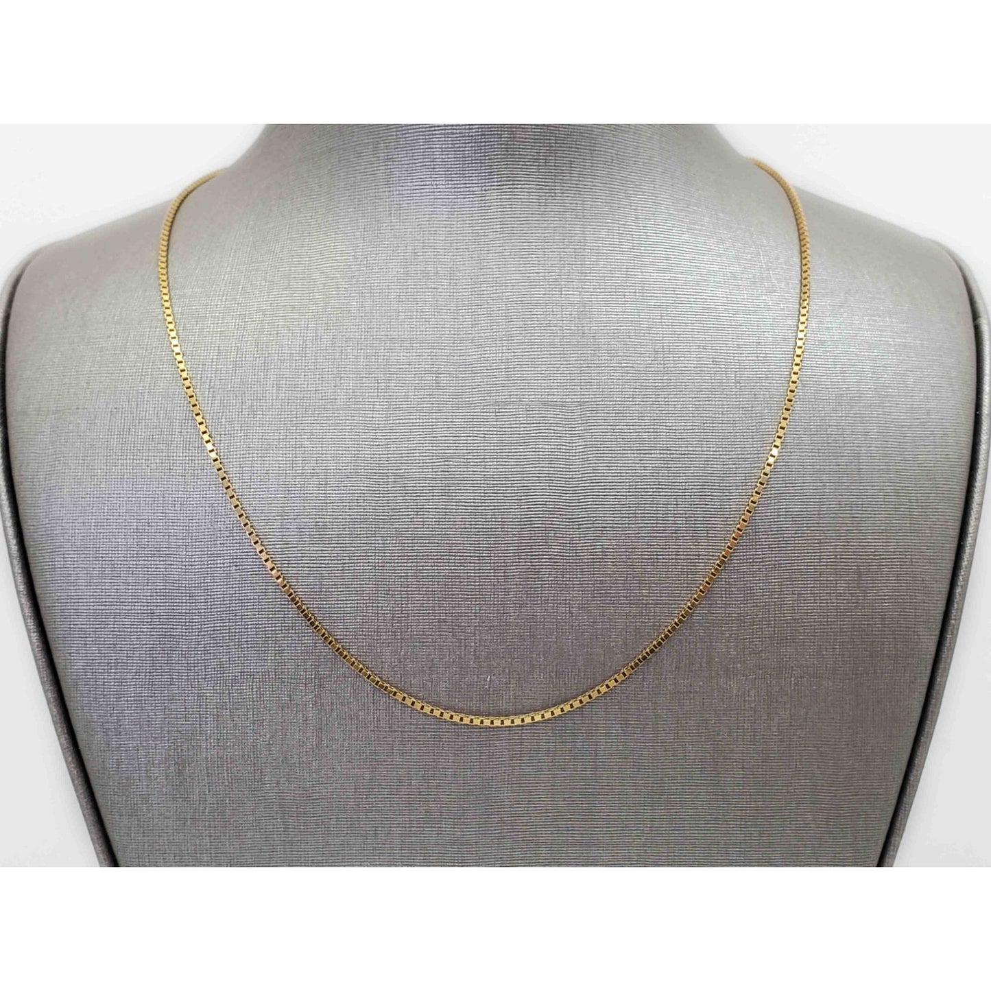 Italian 1.1mm Wide Box Link Chain Necklace 14k Gold 17.5" Long