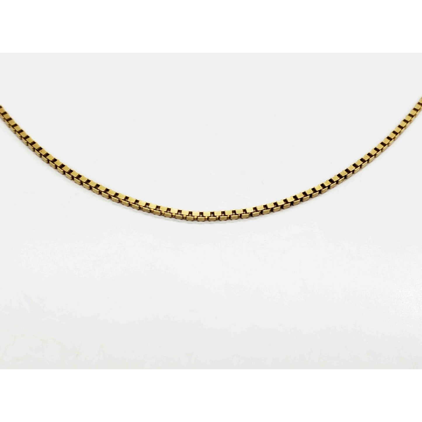 Italian 1.1mm Wide Box Link Chain Necklace 14k Gold 17.5" Long