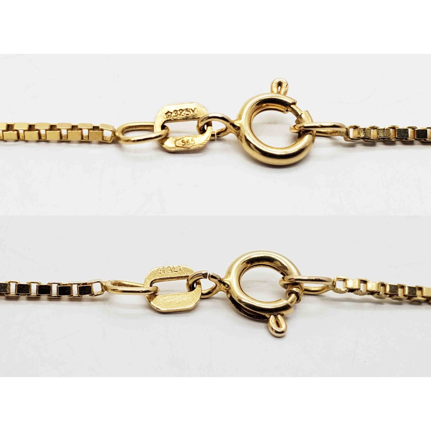 Italian 1.1mm Wide Box Link Chain Necklace 14k Gold 17.5" Long