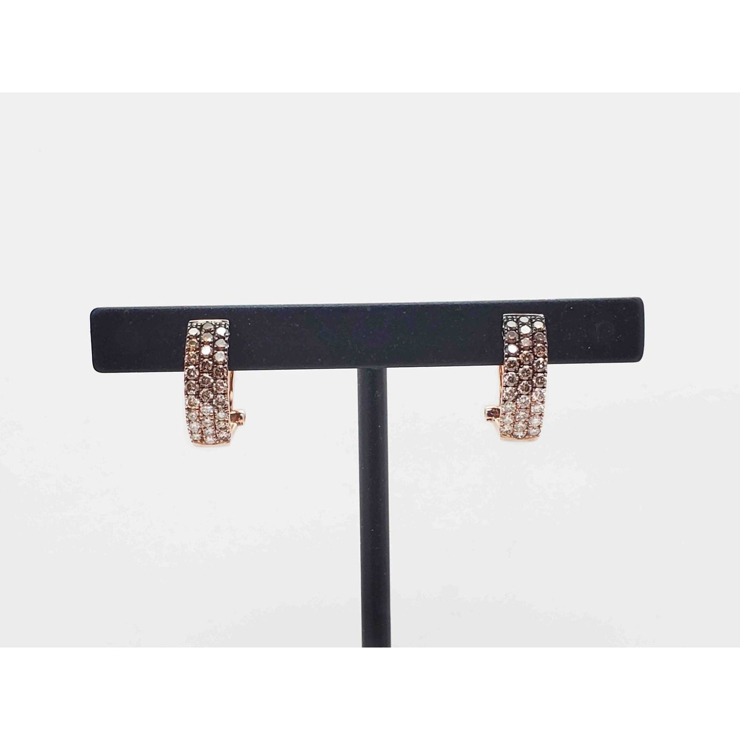 LeVian 1.25 ctw Chocolate Ombre & Nude Diamond Earrings 14k Strawberry Gold