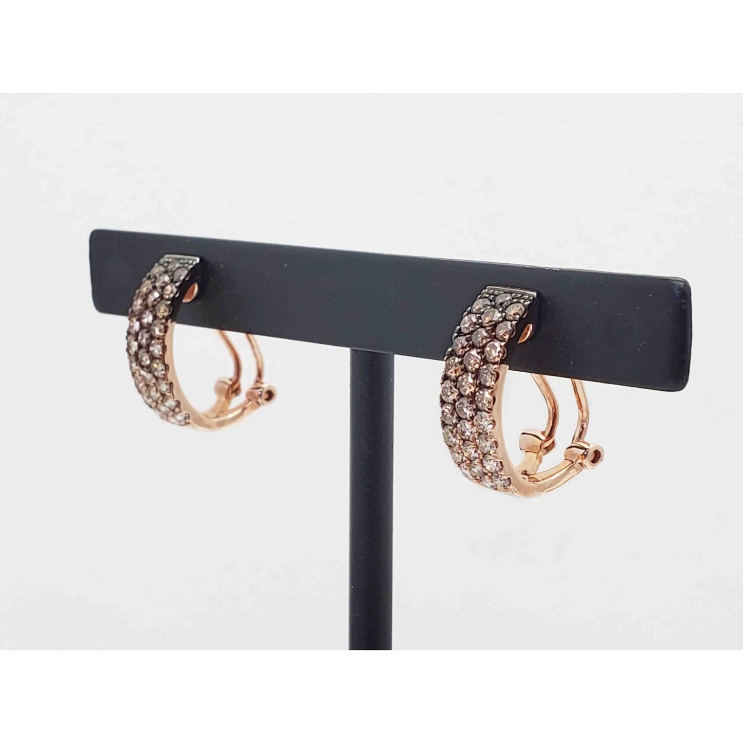 LeVian 1.25 ctw Chocolate Ombre & Nude Diamond Earrings 14k Strawberry Gold