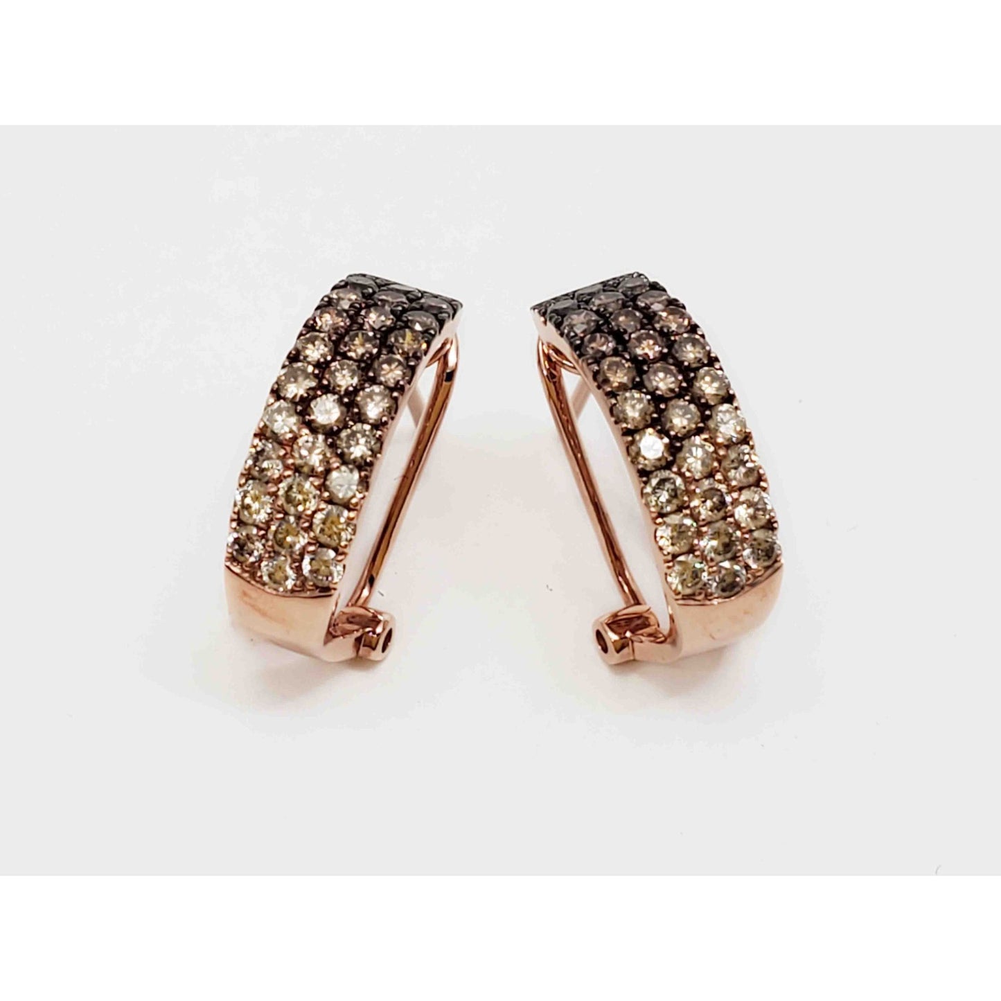 LeVian 1.25 ctw Chocolate Ombre & Nude Diamond Earrings 14k Strawberry Gold