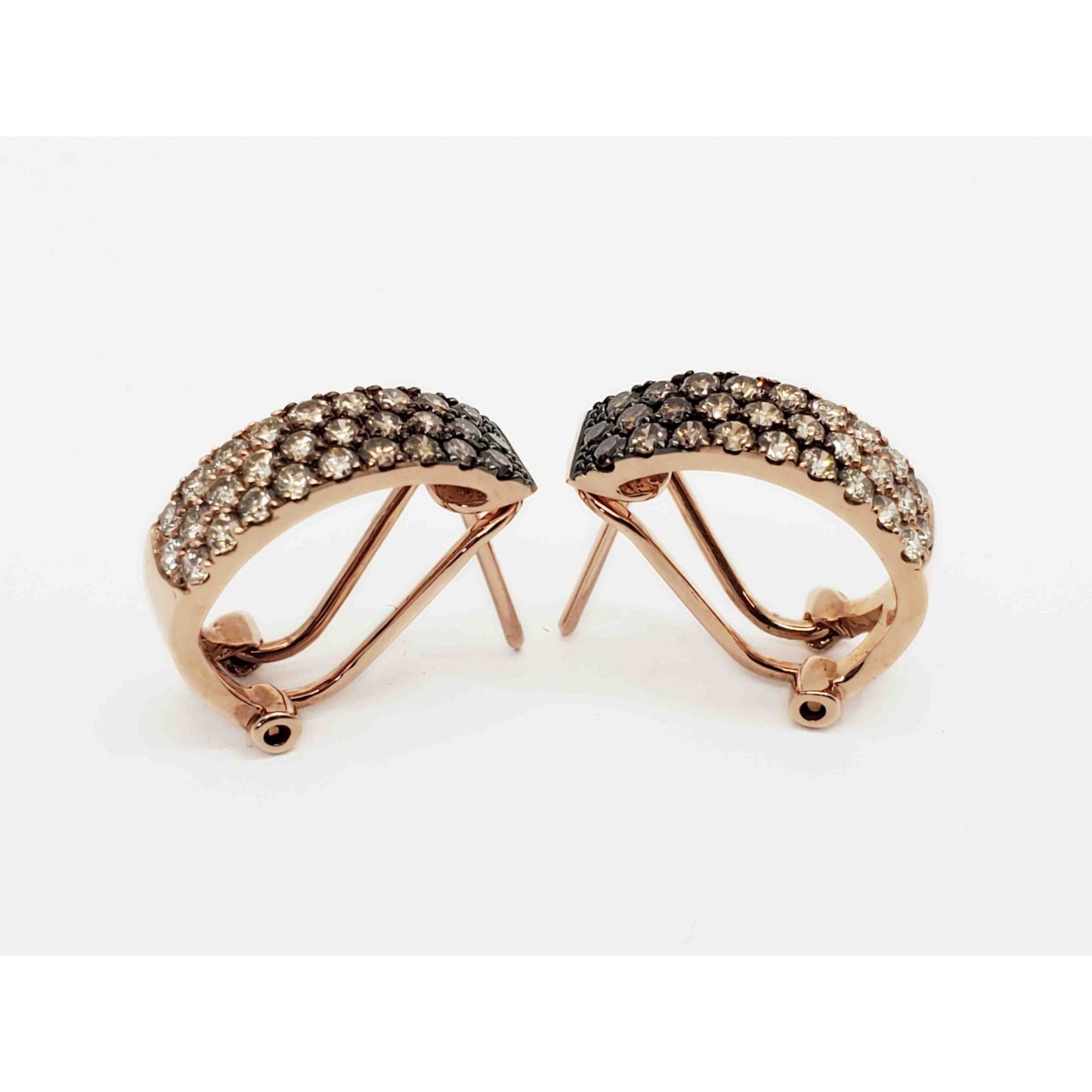 LeVian 1.25 ctw Chocolate Ombre & Nude Diamond Earrings 14k Strawberry Gold