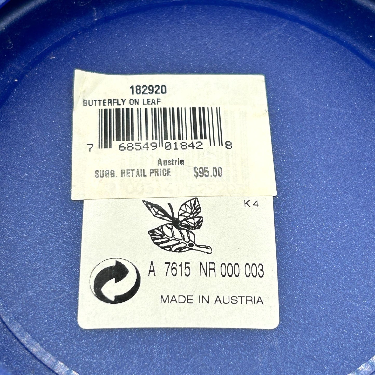 Swarovski Crystal 182920 Butterfly On Leaf 7615 000 003 In Box With Certificate