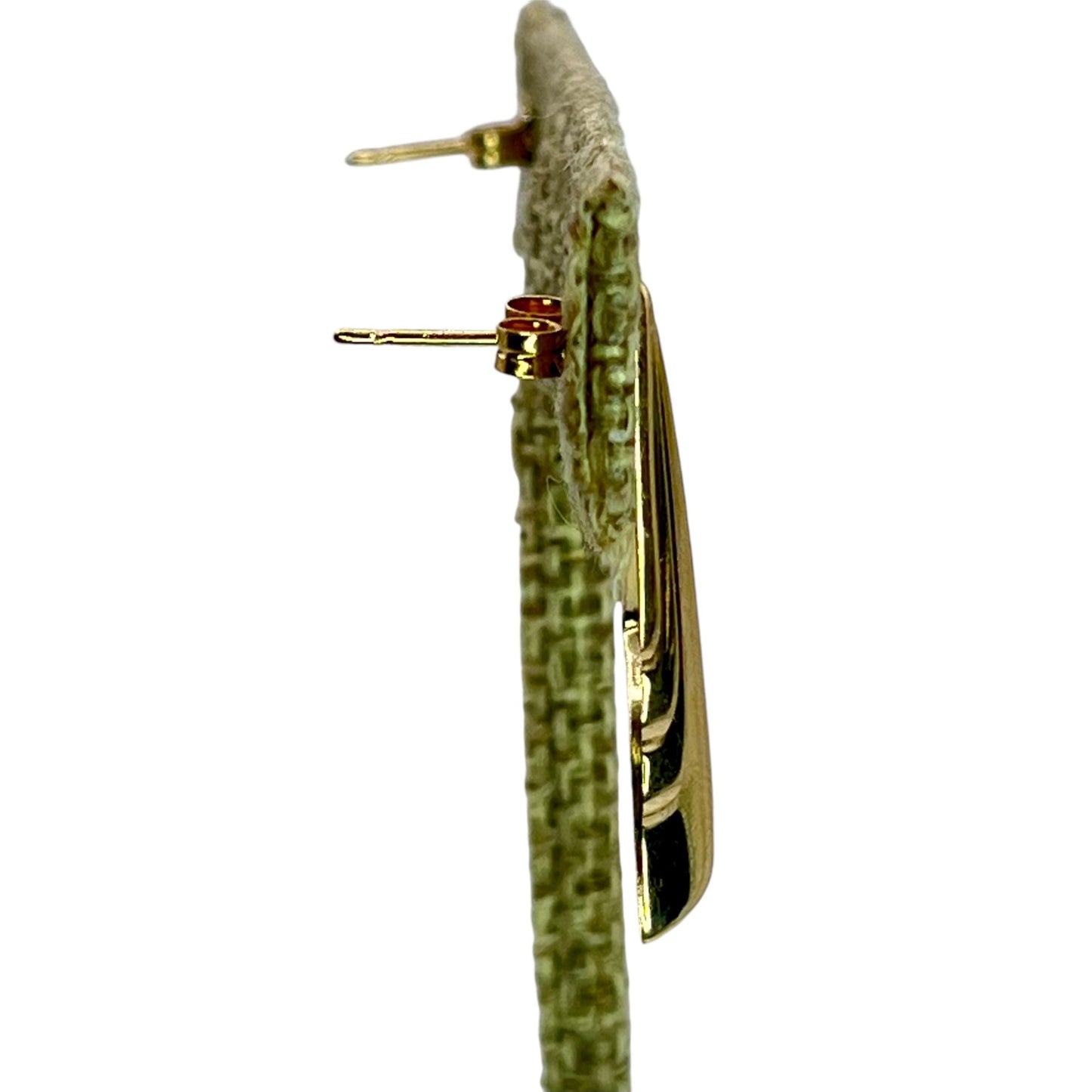 14K Yellow Gold Modernist Earrings Geometric Lightweight Stud Drop Statement
