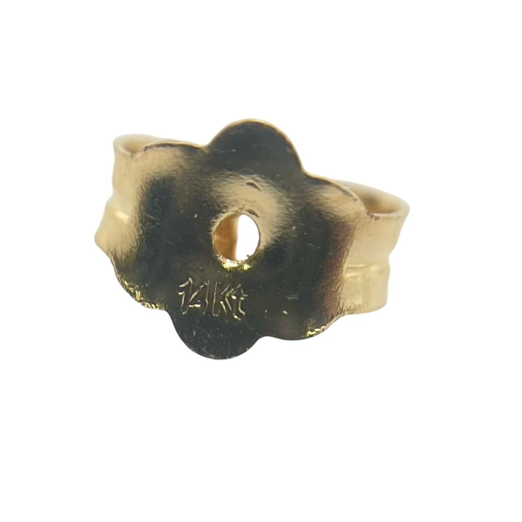 14K Yellow Gold Modernist Earrings Geometric Lightweight Stud Drop Statement