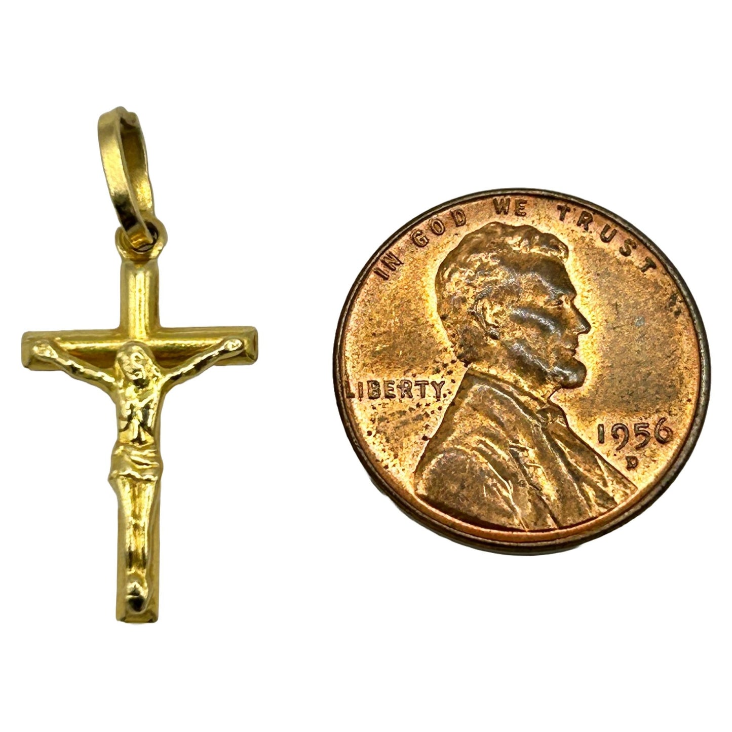 18k Yellow Gold Crucifix/Cross Necklace Pendant Baby Charm