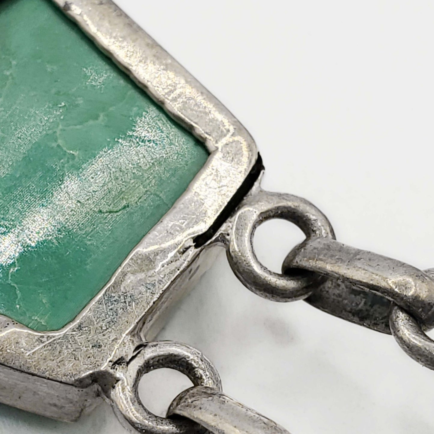 Freeform Natural Turquoise Chunk Cabochon Station Bracelet Sterling Silver