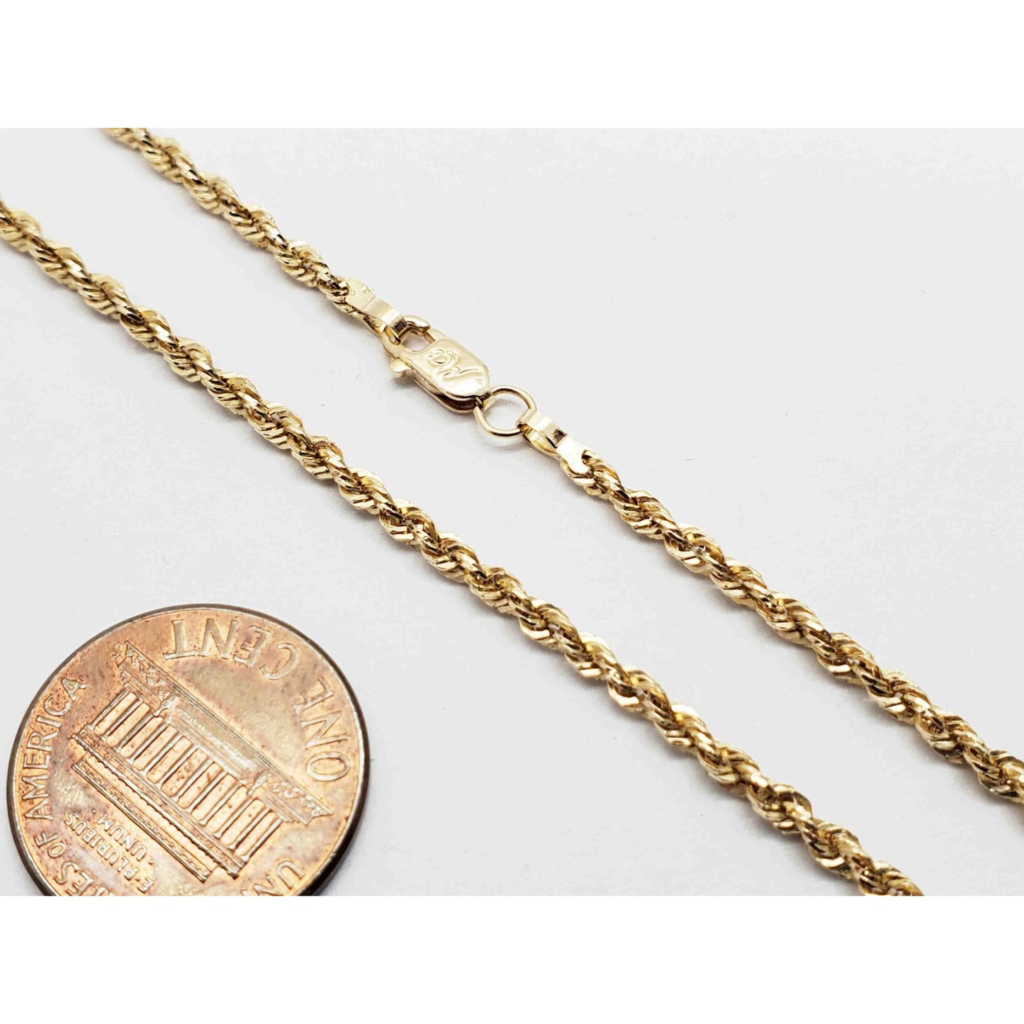 Michael Anthony Designer 2.3mm Wide Hollow Rope Chain Necklace 14k Gold 18" Long