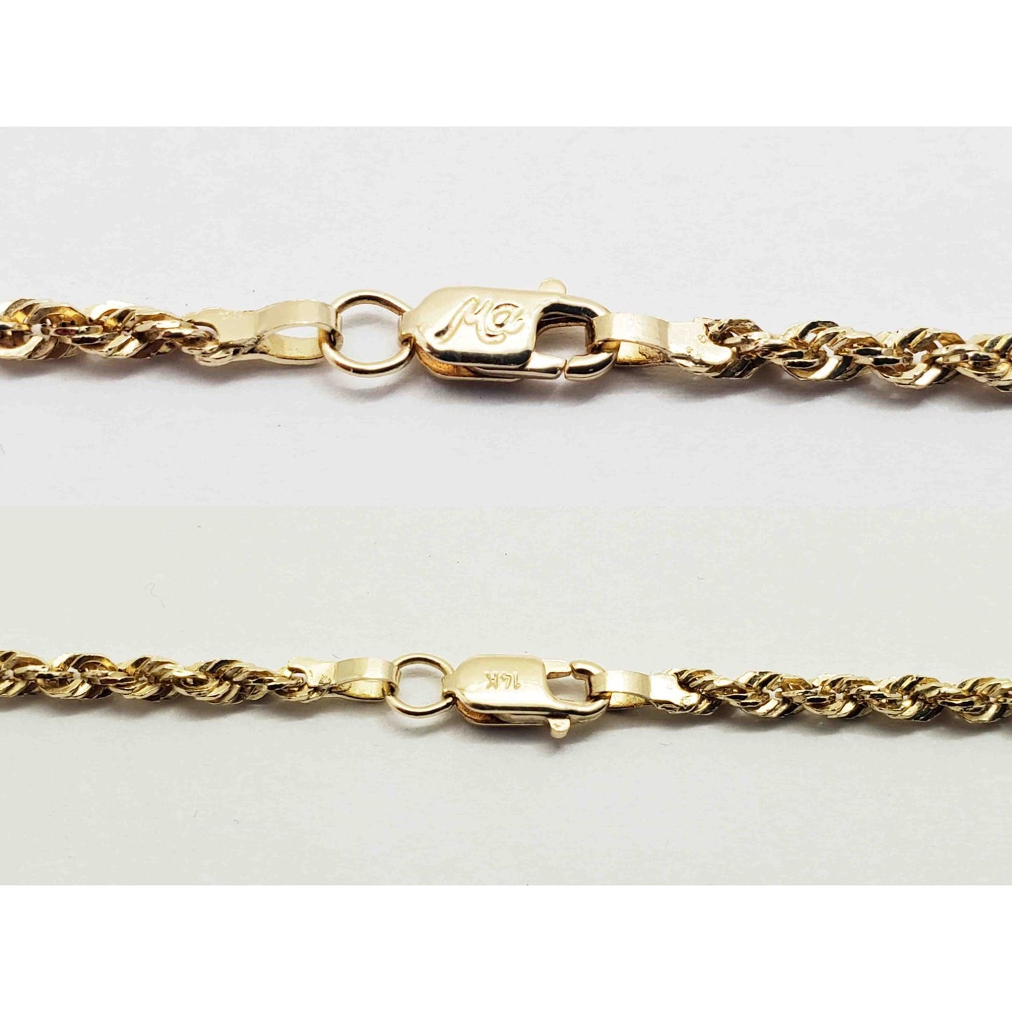 Michael Anthony Designer 2.3mm Wide Hollow Rope Chain Necklace 14k Gold 18" Long