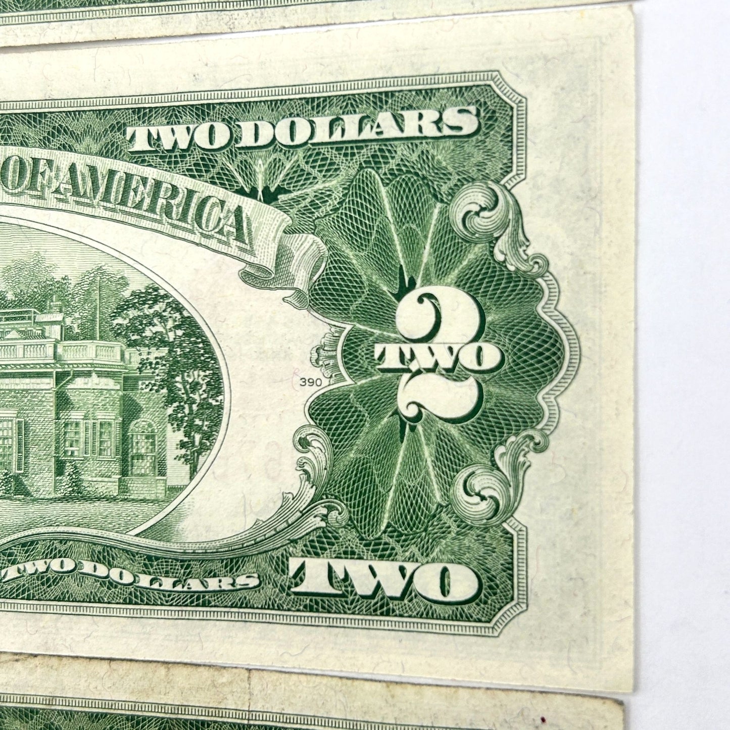 LOT OF 3 Series of 1928-G $2 Two Dollar Bill - Red Seal, Circulated, Slightly OC