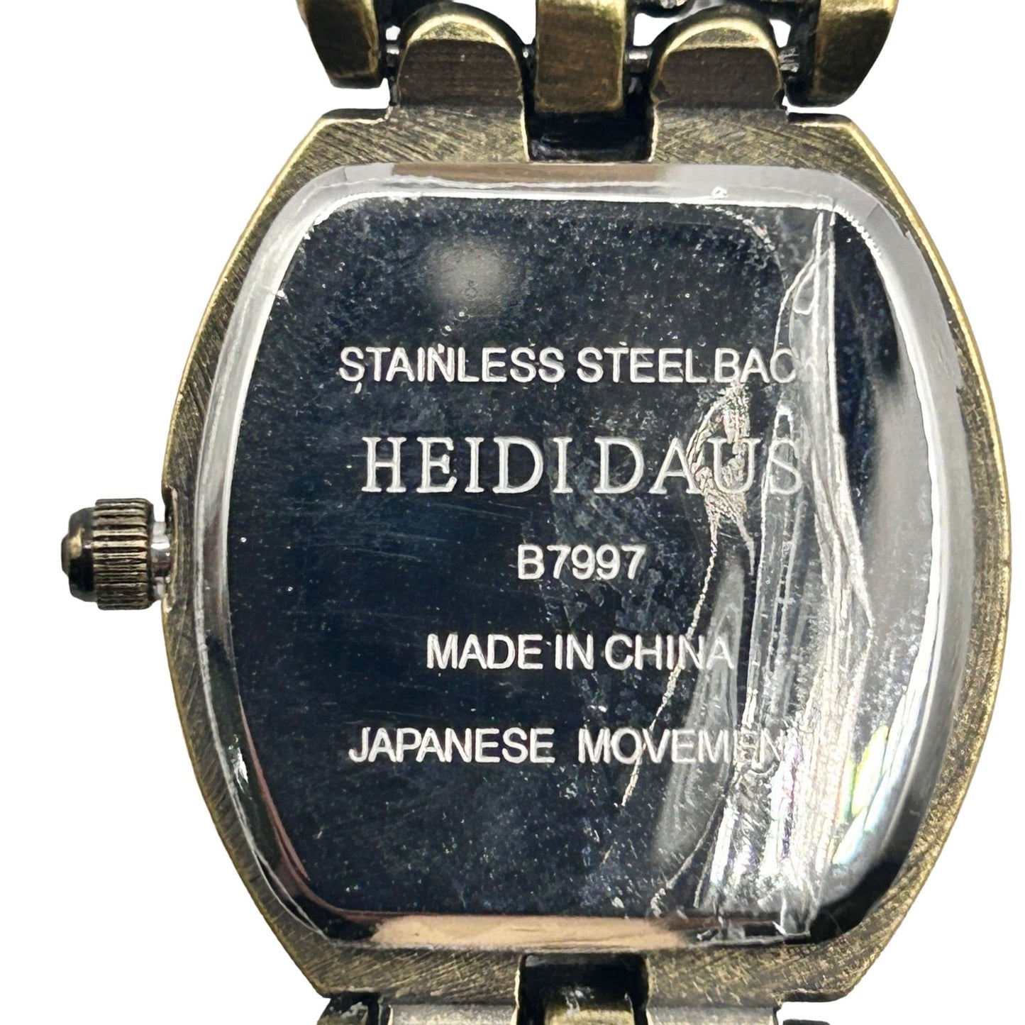Heidi Daus Vintage Pastel Crystal Watch with Aqua Leather Strap - Needs Battery