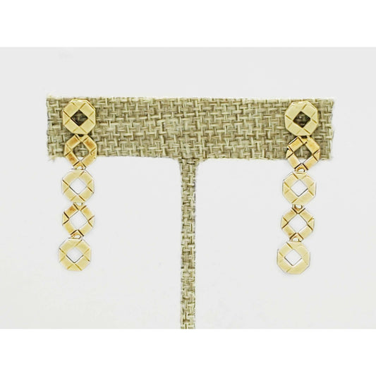 Open Octagon Link Dangle Earrings 14k Gold