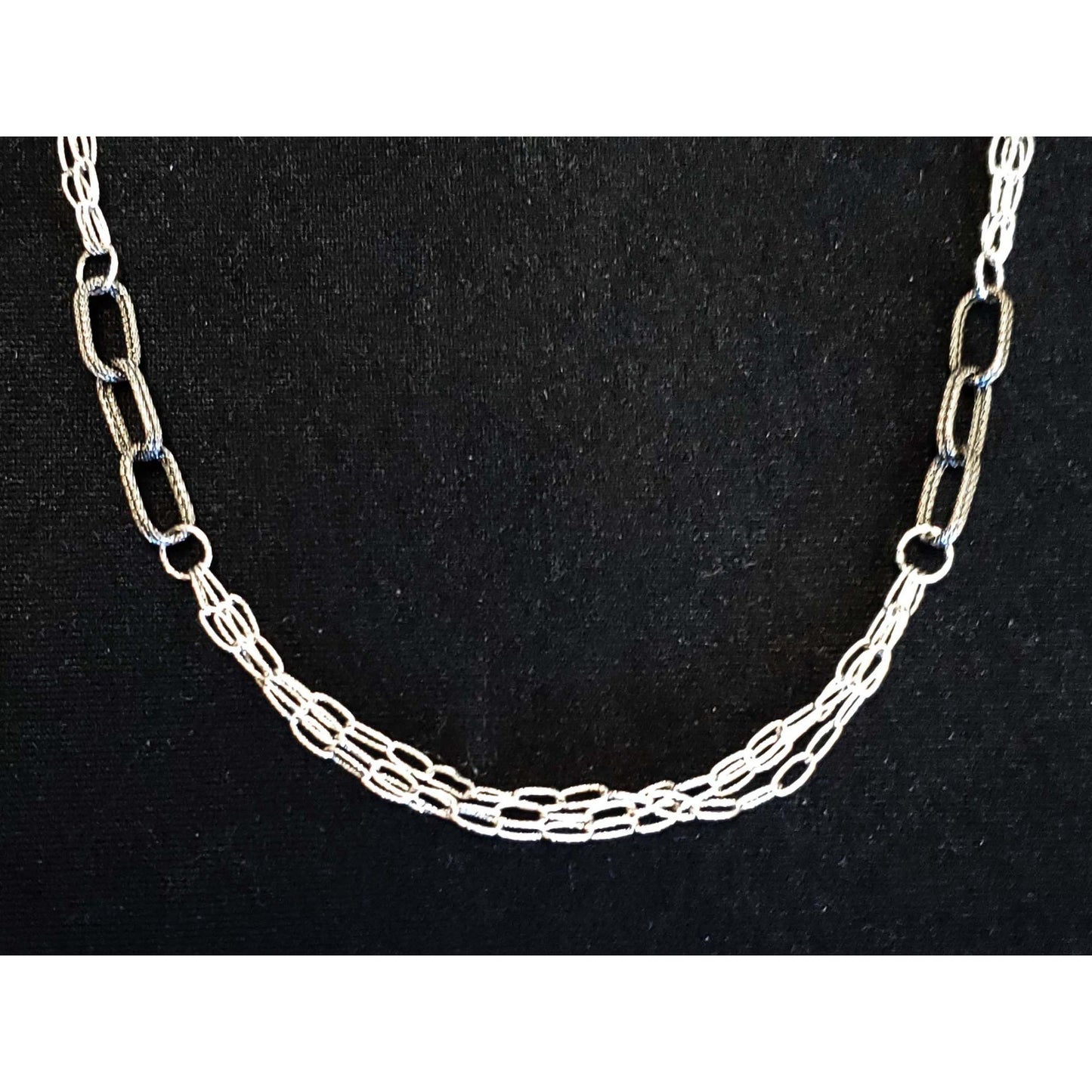 Itaor Designer Oval Station Link Chain Necklace 14k White Gold 32"