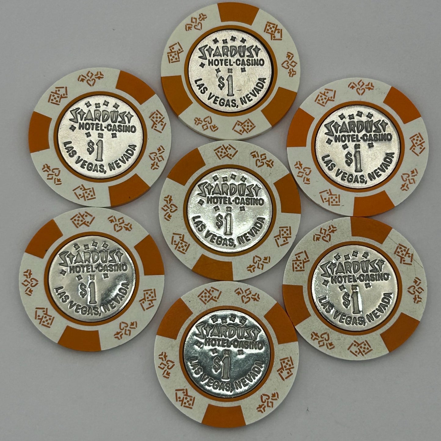 Lot of 7 1985 Stardust Casino Las Vegas Nevada $1 Chips