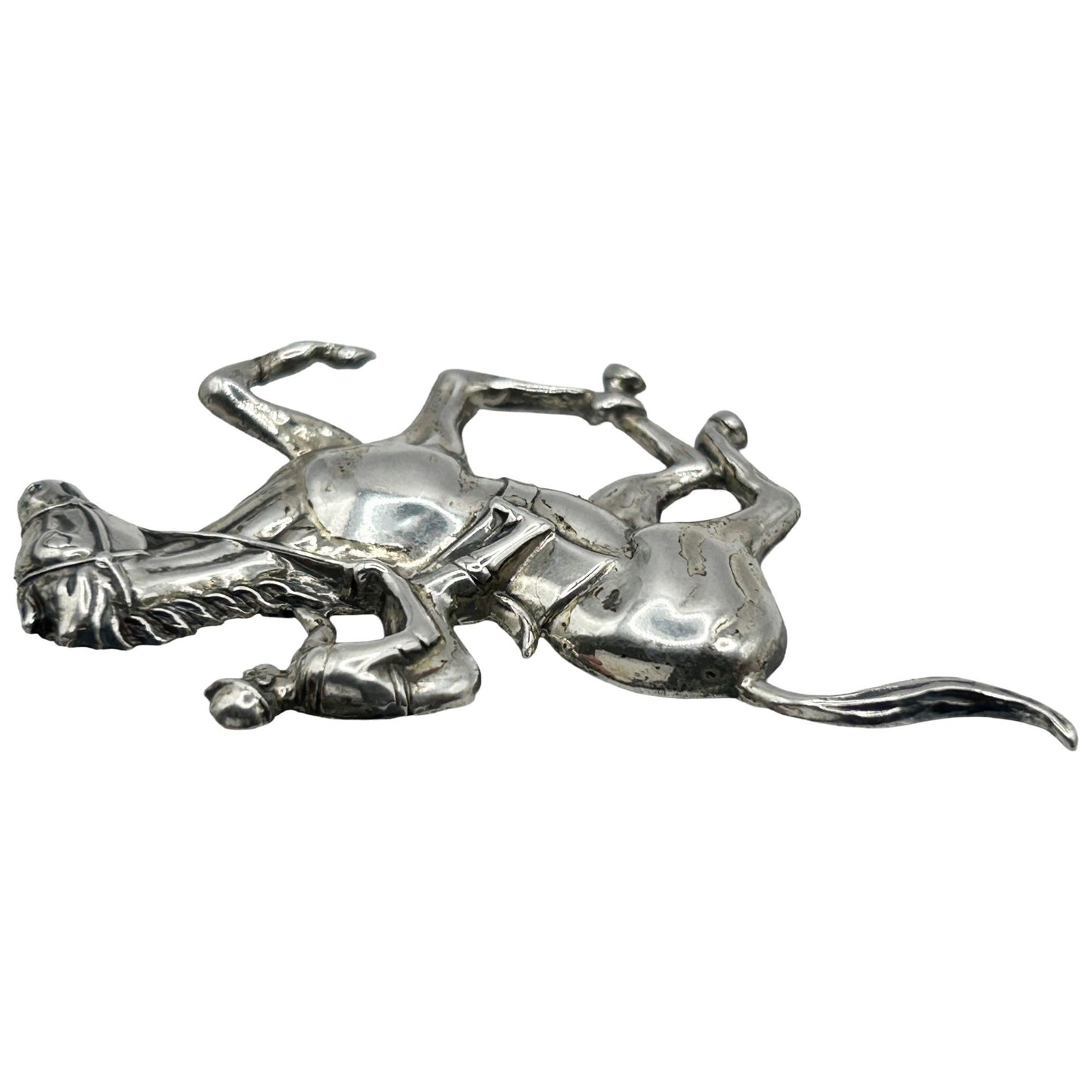 Lang 925 Sterling Silver Jockey on Horse Brooch/Pin Equestrian Themed