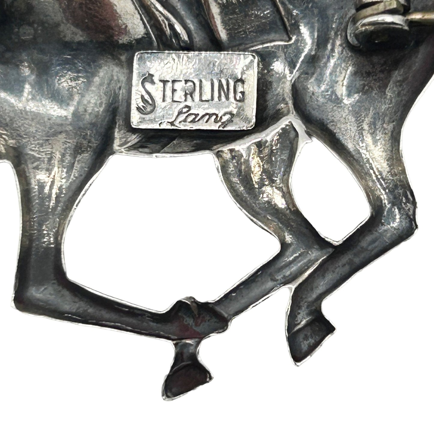 Lang 925 Sterling Silver Jockey on Horse Brooch/Pin Equestrian Themed
