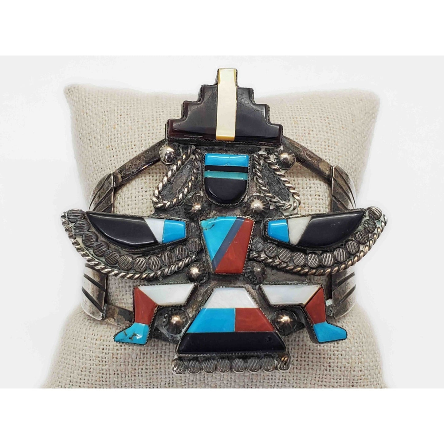 Vintage W.L. Lamy Zuni Native American Cuff Bracelet Sterling Silver