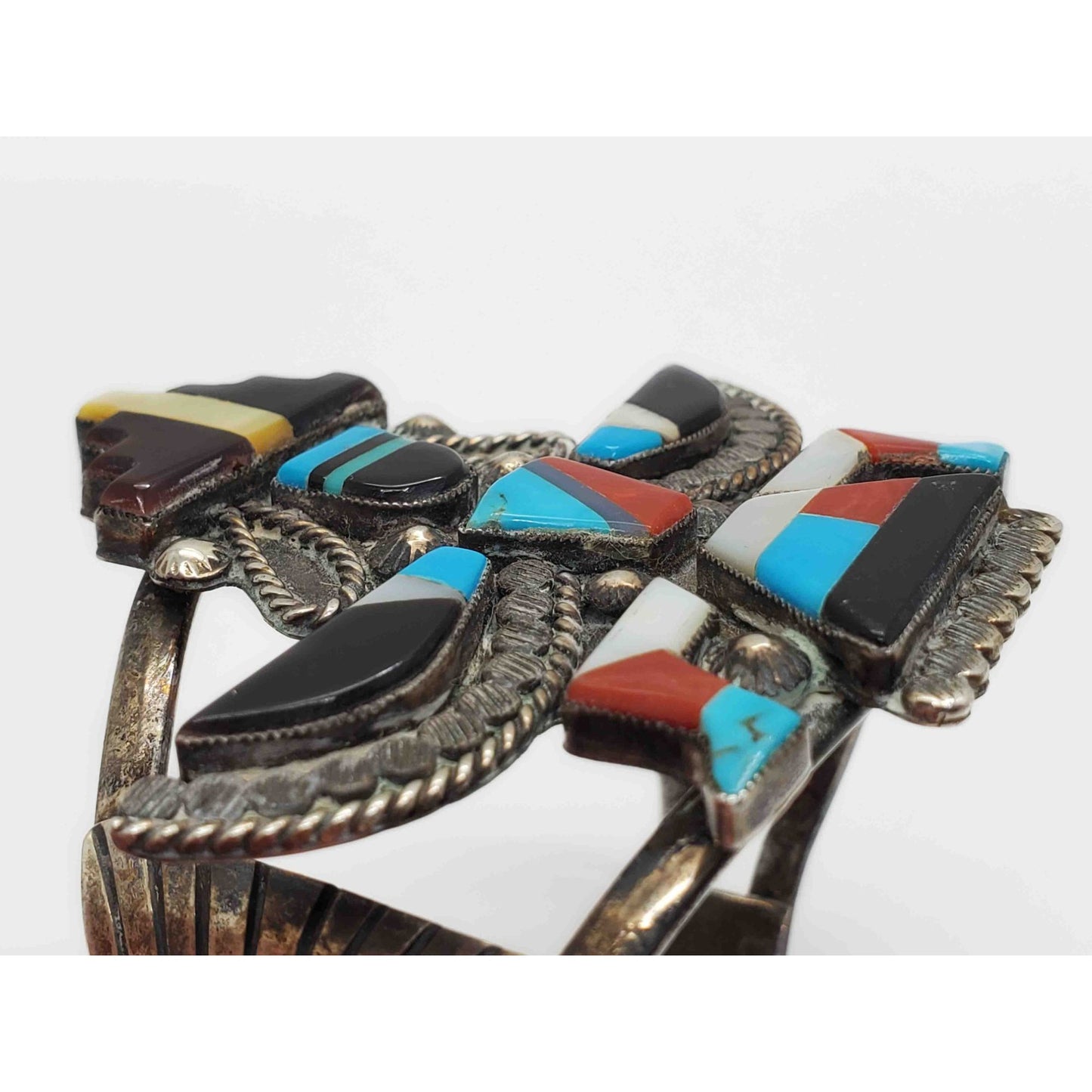 Vintage W.L. Lamy Zuni Native American Cuff Bracelet Sterling Silver