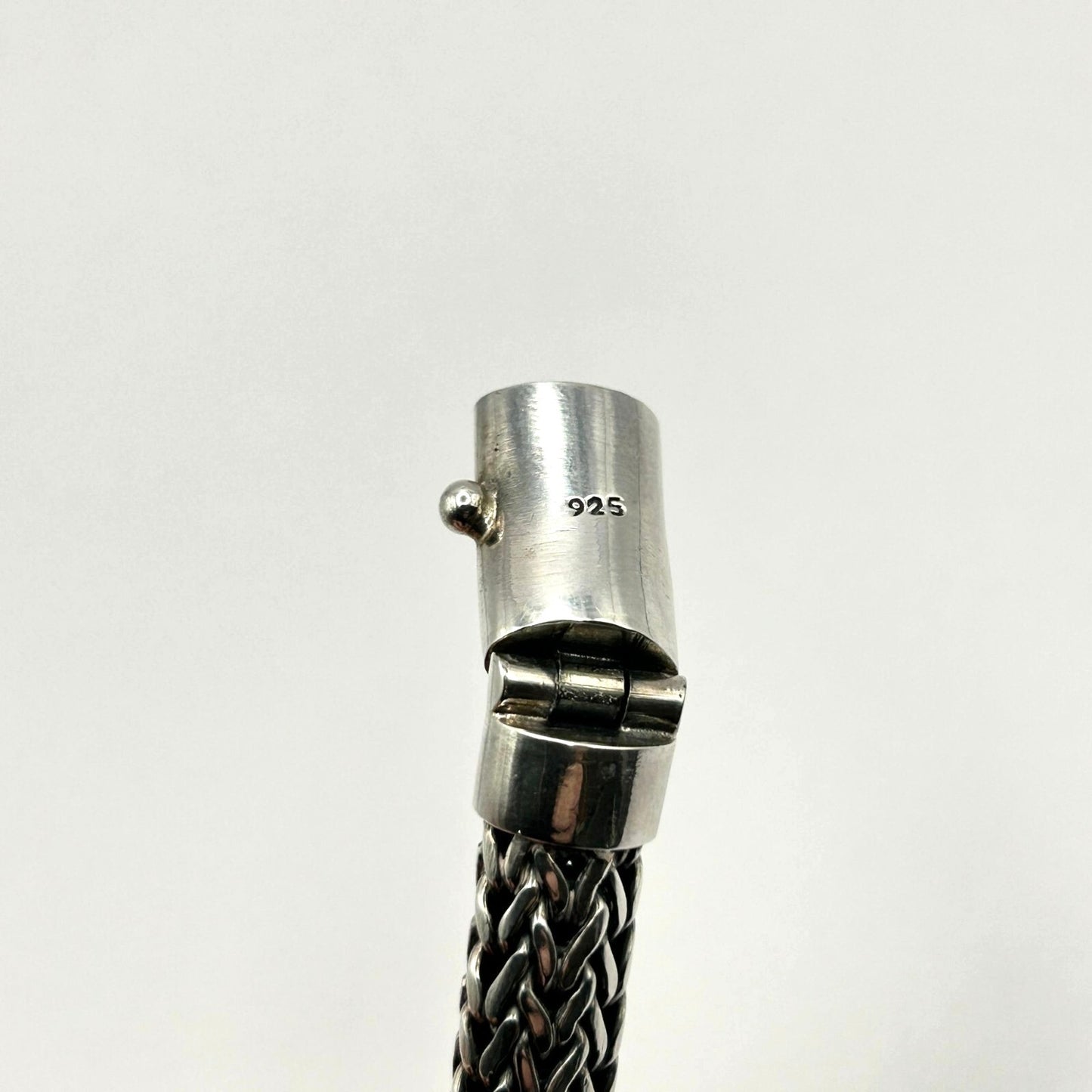 925 Sterling Silver Naga Chain Bracelet - Bali Engraving & Gold Tone Dots 68.5g