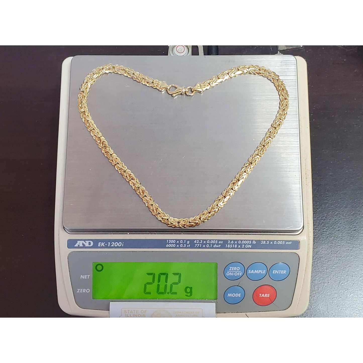 7mm Wide Italian Byzantine Style Chain Necklace 14k Gold 17" Long 20.2 Grams