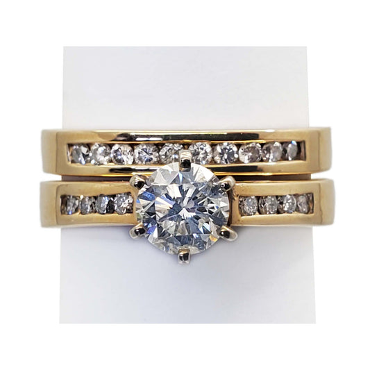 1.06 ctw Natural Diamond Euro Shank Engagement Set 14k Gold Size 8