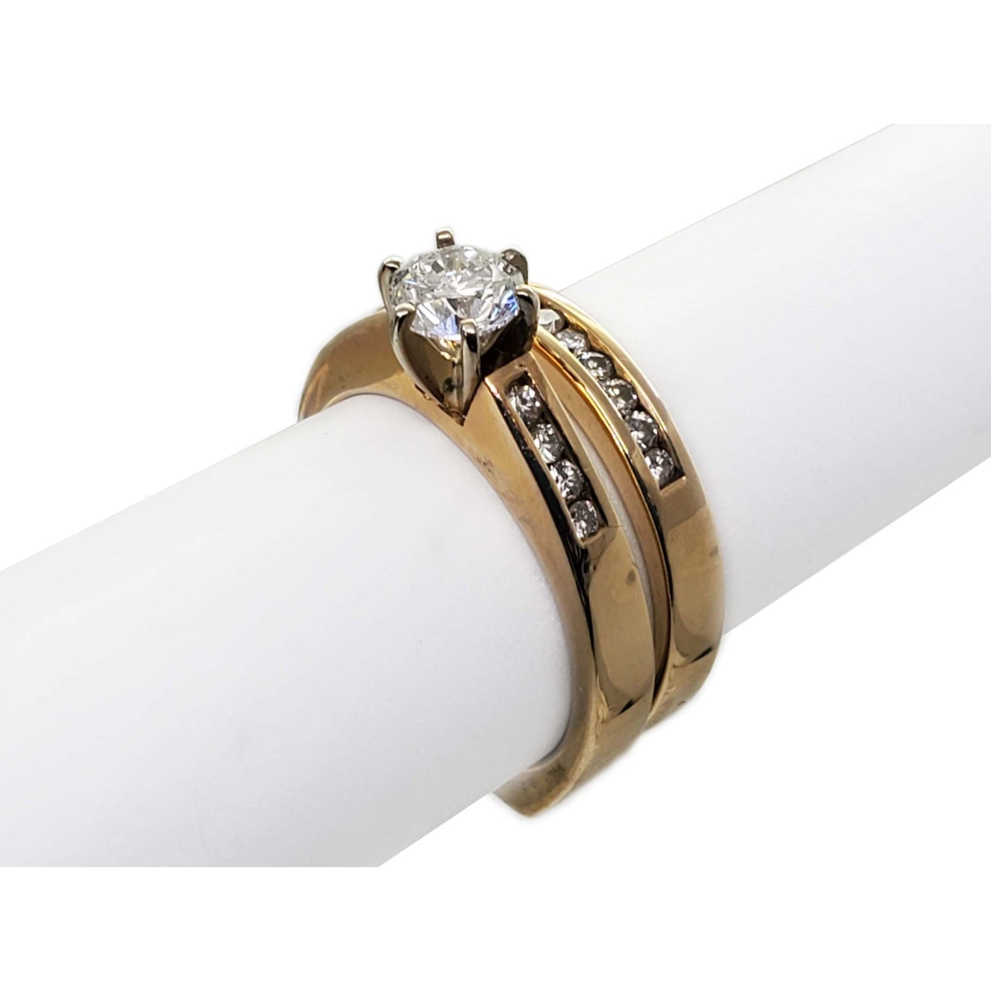 1.06 ctw Natural Diamond Euro Shank Engagement Set 14k Gold Size 8