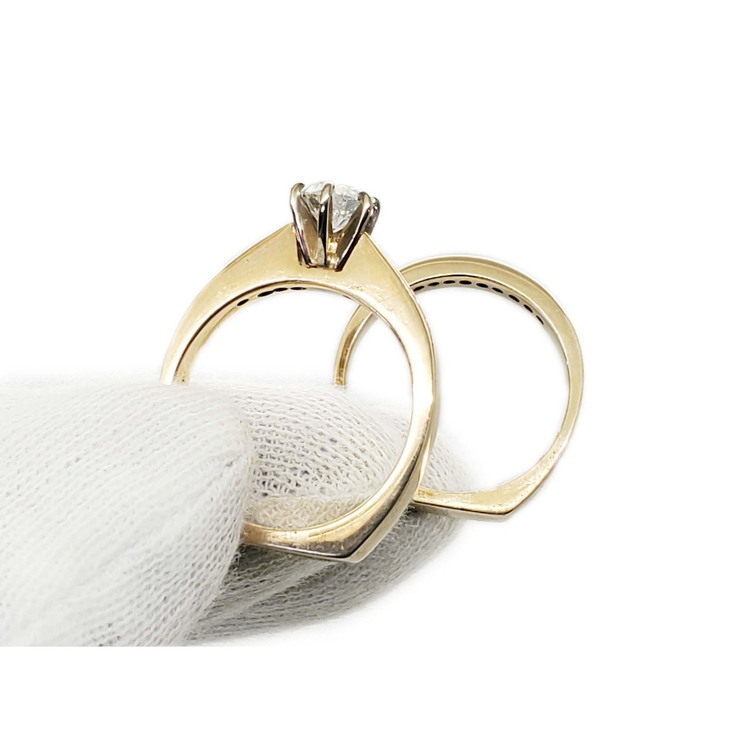 1.06 ctw Natural Diamond Euro Shank Engagement Set 14k Gold Size 8