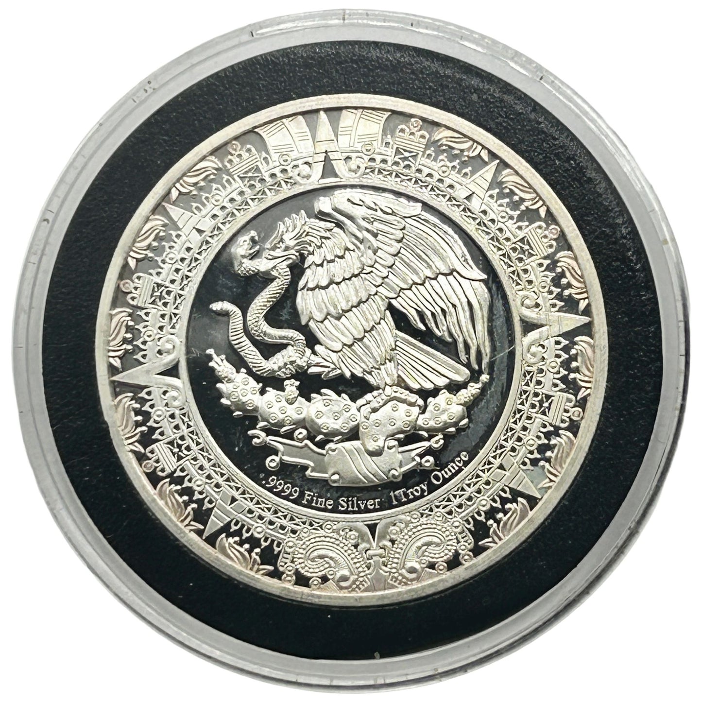 1oz .999 Silver Mexico Aztec Sun Calendar Mayan Elements Round Coin