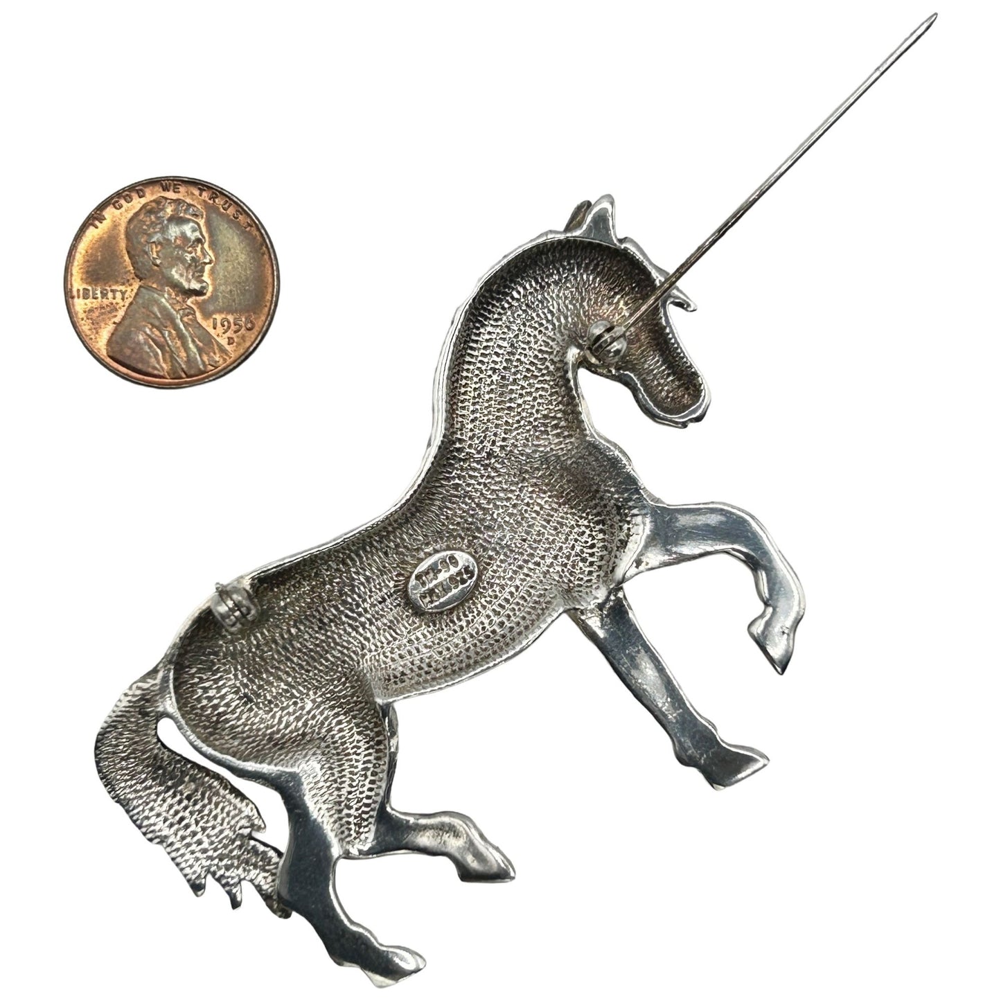 Mexico 925 Sterling Silver Horse Brooch/Pin Equestrian Themed