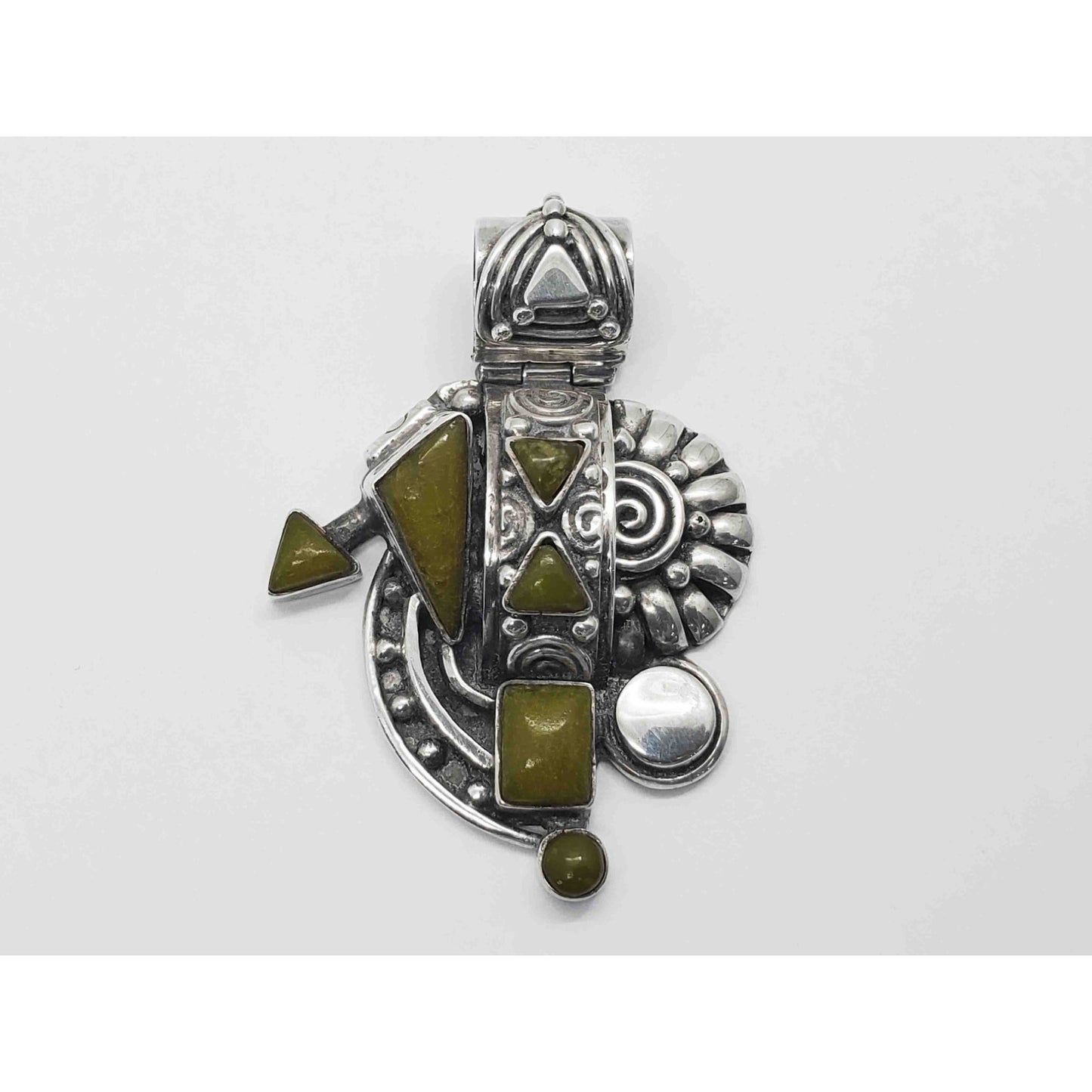 Victor Yurivilca Designer Serpentine Pendant Sterling Silver